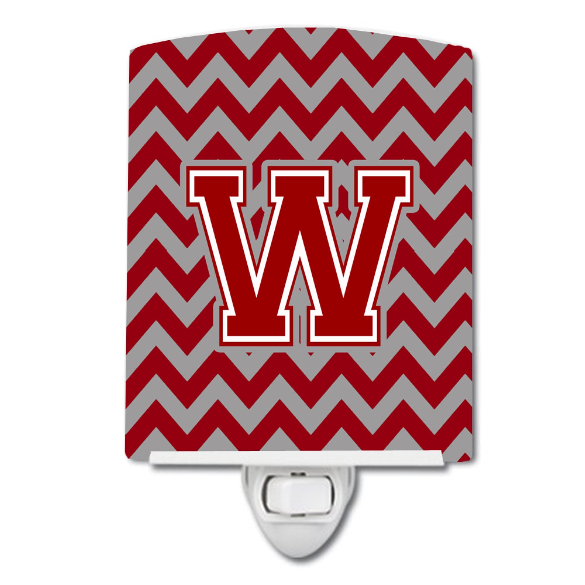  inchCarolines Treasures Letter W Chevron Maroon and White Ceramic Night Light, 6x4, Multicolor inch