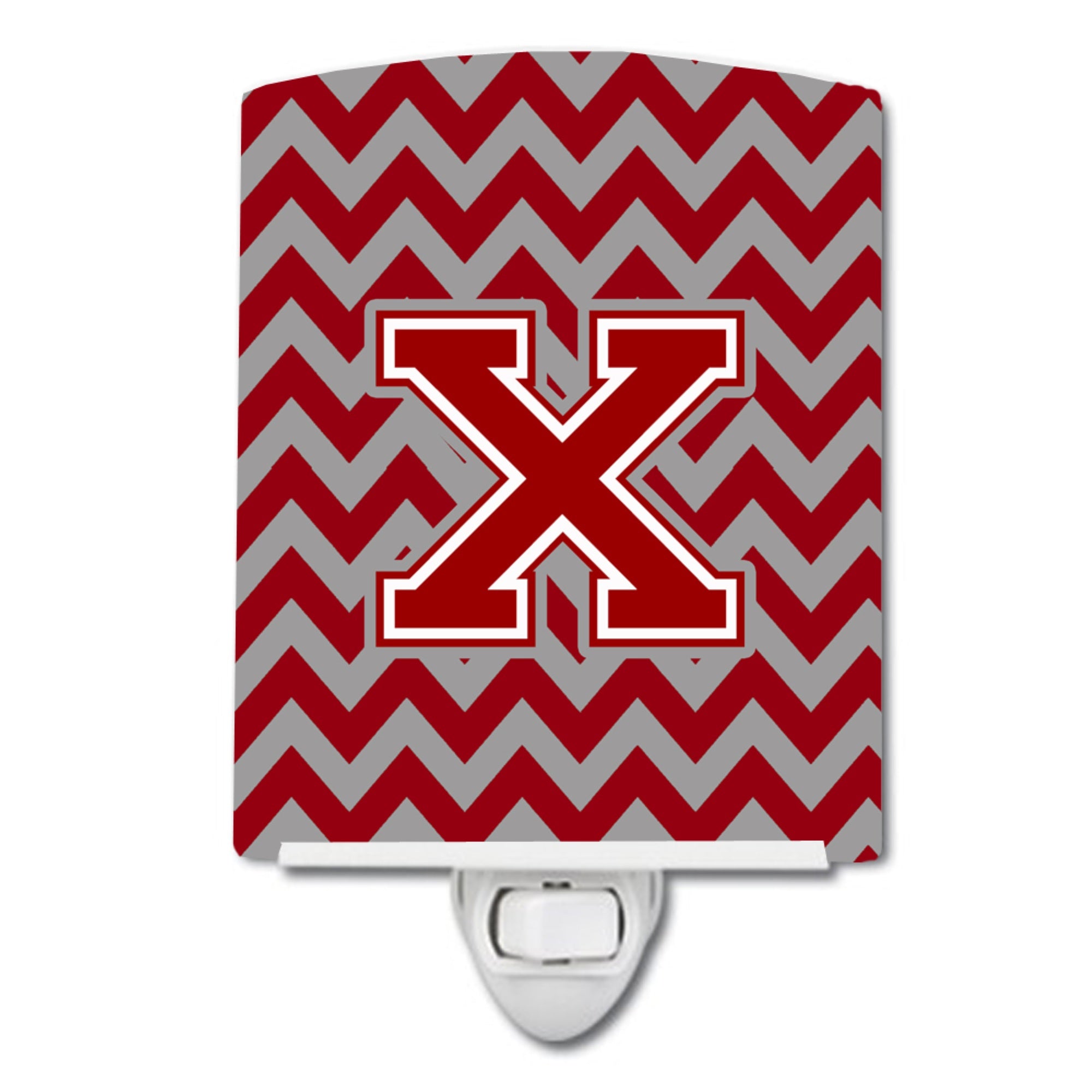  inchCarolines Treasures Letter X Chevron Maroon and White Ceramic Night Light, 6x4, Multicolor inch