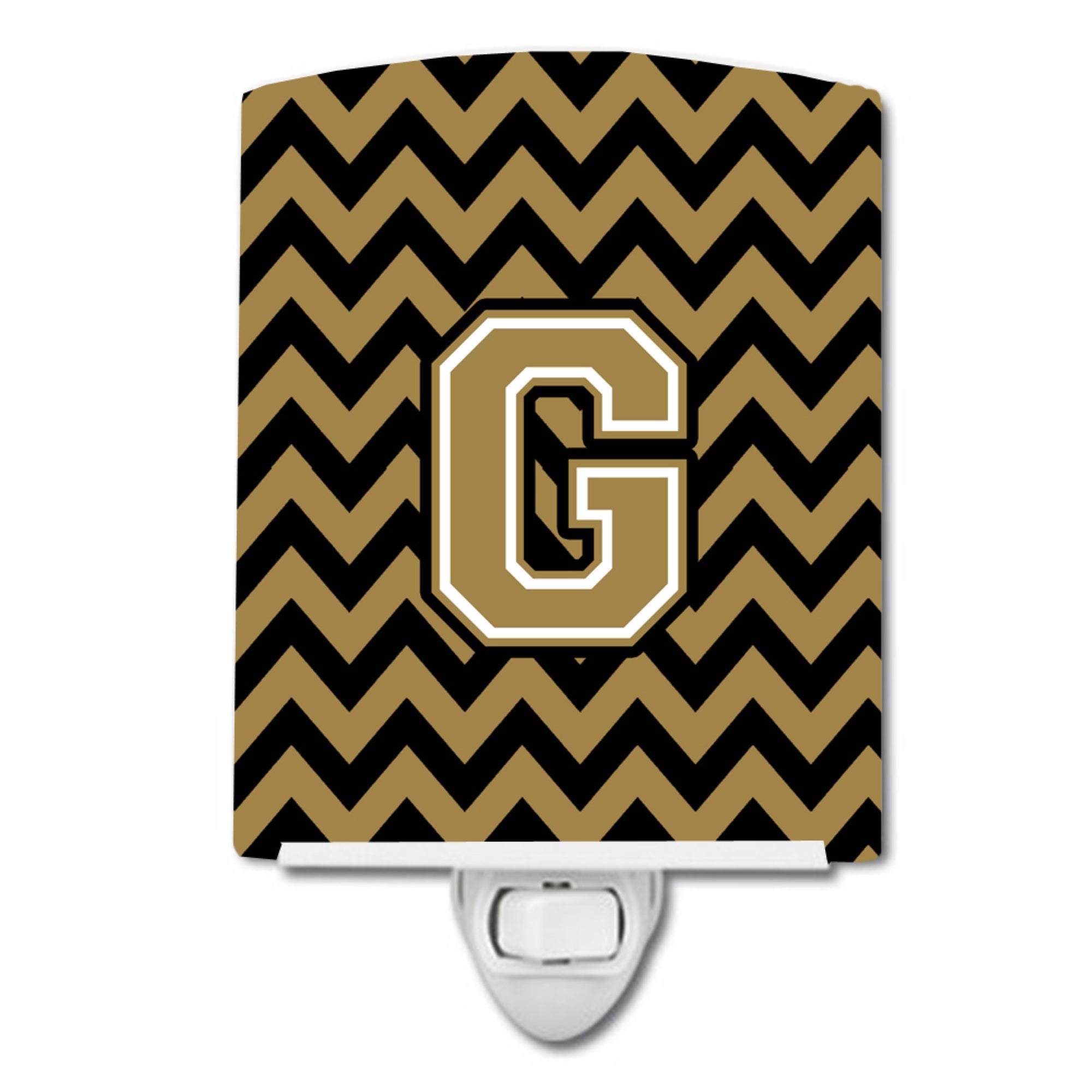  inchCarolines Treasures Letter G Chevron Black and Gold Ceramic Night Light, 6x4, Multicolor inch