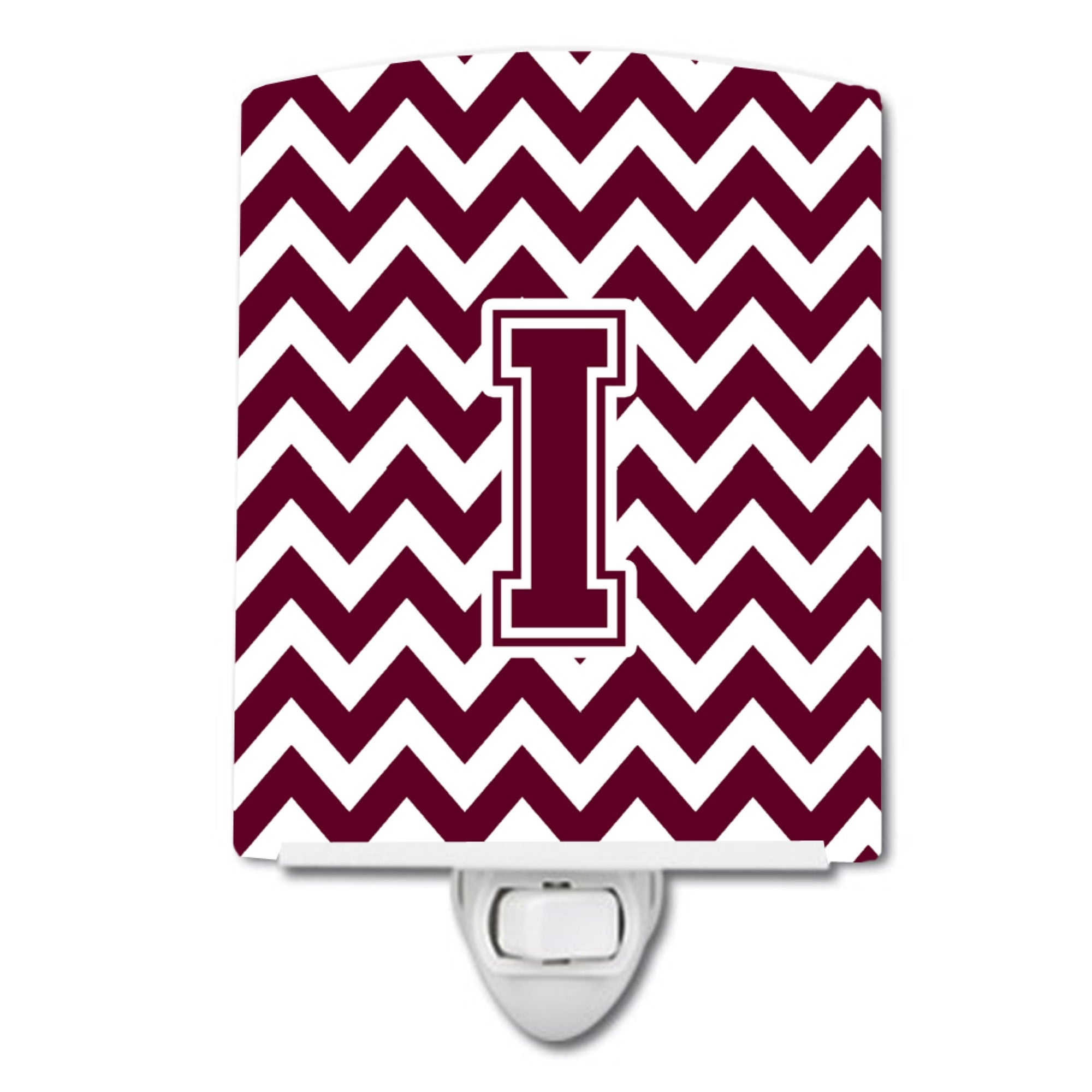  inchCarolines Treasures Letter I Chevron Maroon and White Ceramic Night Light, 6x4, Multicolor inch