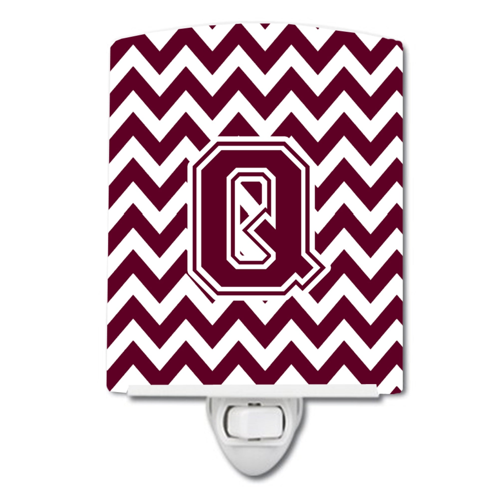  inchCarolines Treasures Letter Q Chevron Maroon and White Ceramic Night Light, 6x4, Multicolor inch