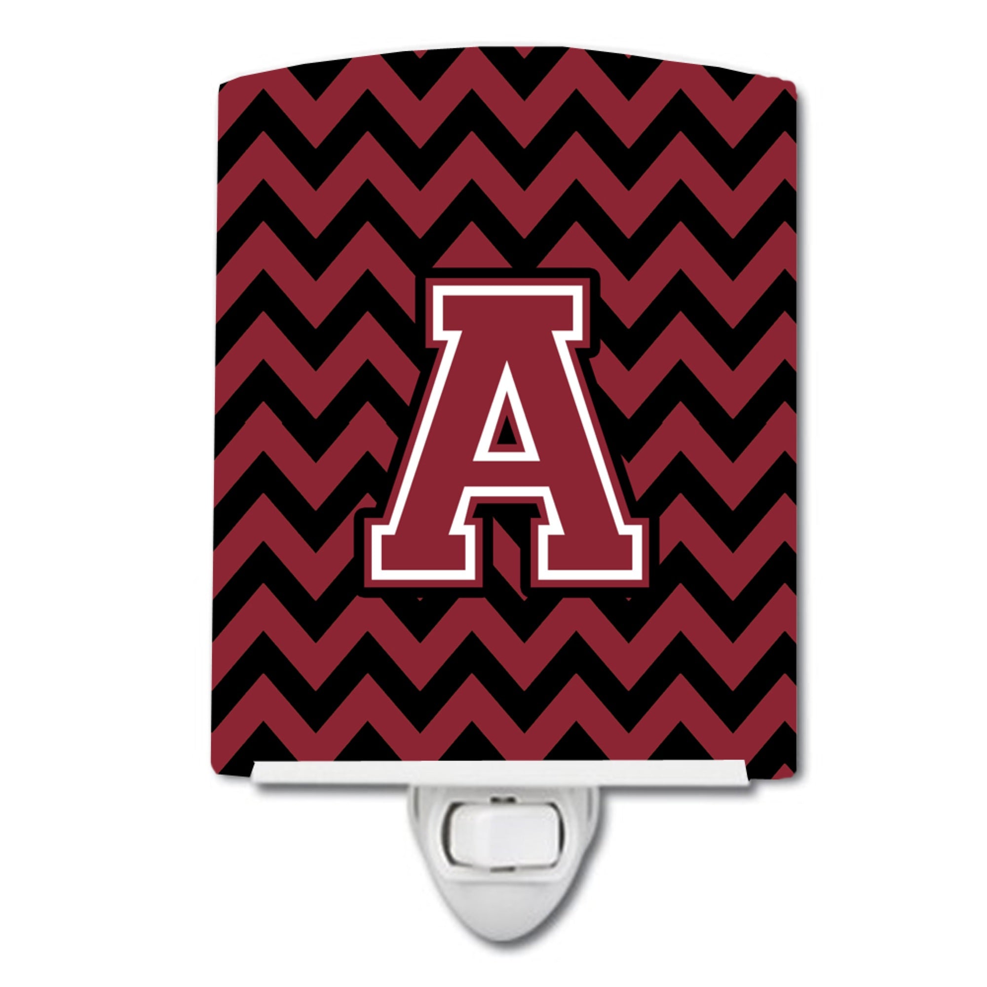  inchCarolines Treasures Letter A Chevron Garnet and Black Ceramic Night Light, 6x4, Multicolor inch
