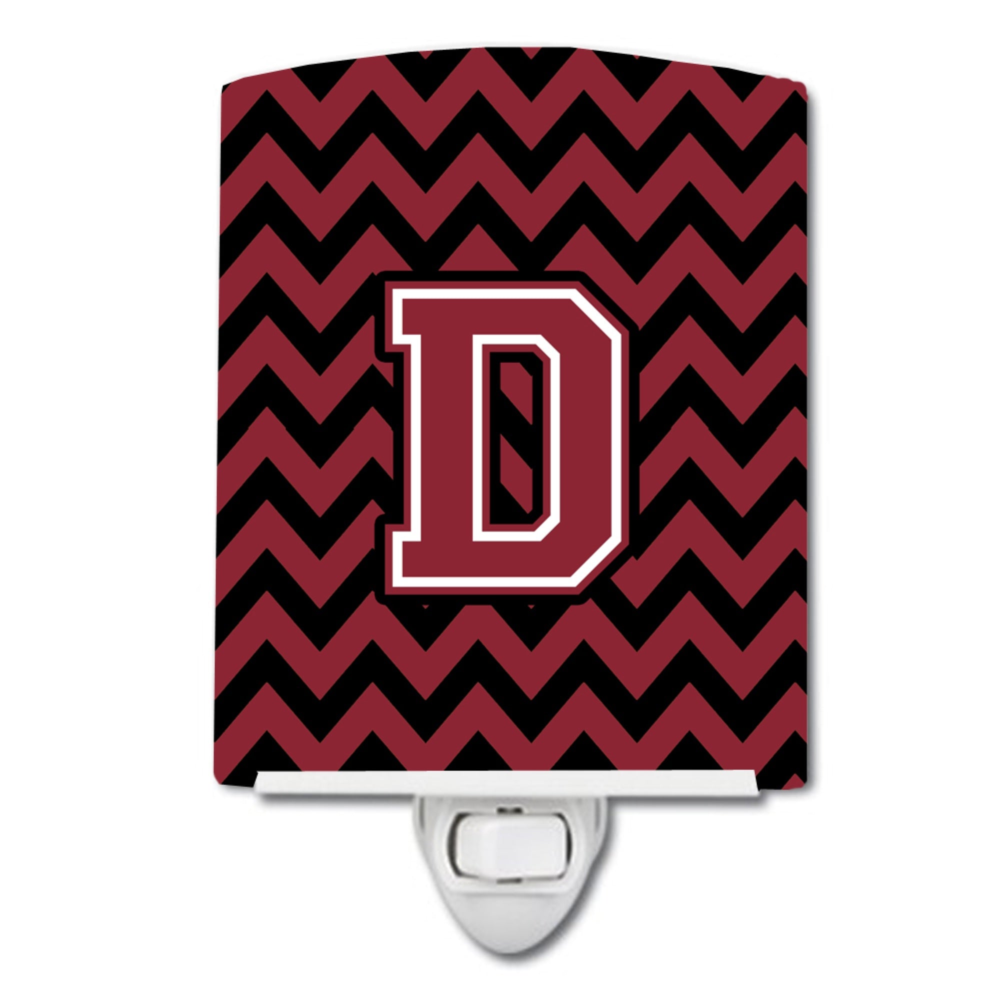  inchCarolines Treasures Letter D Chevron Garnet and Black Ceramic Night Light, 6x4, Multicolor inch