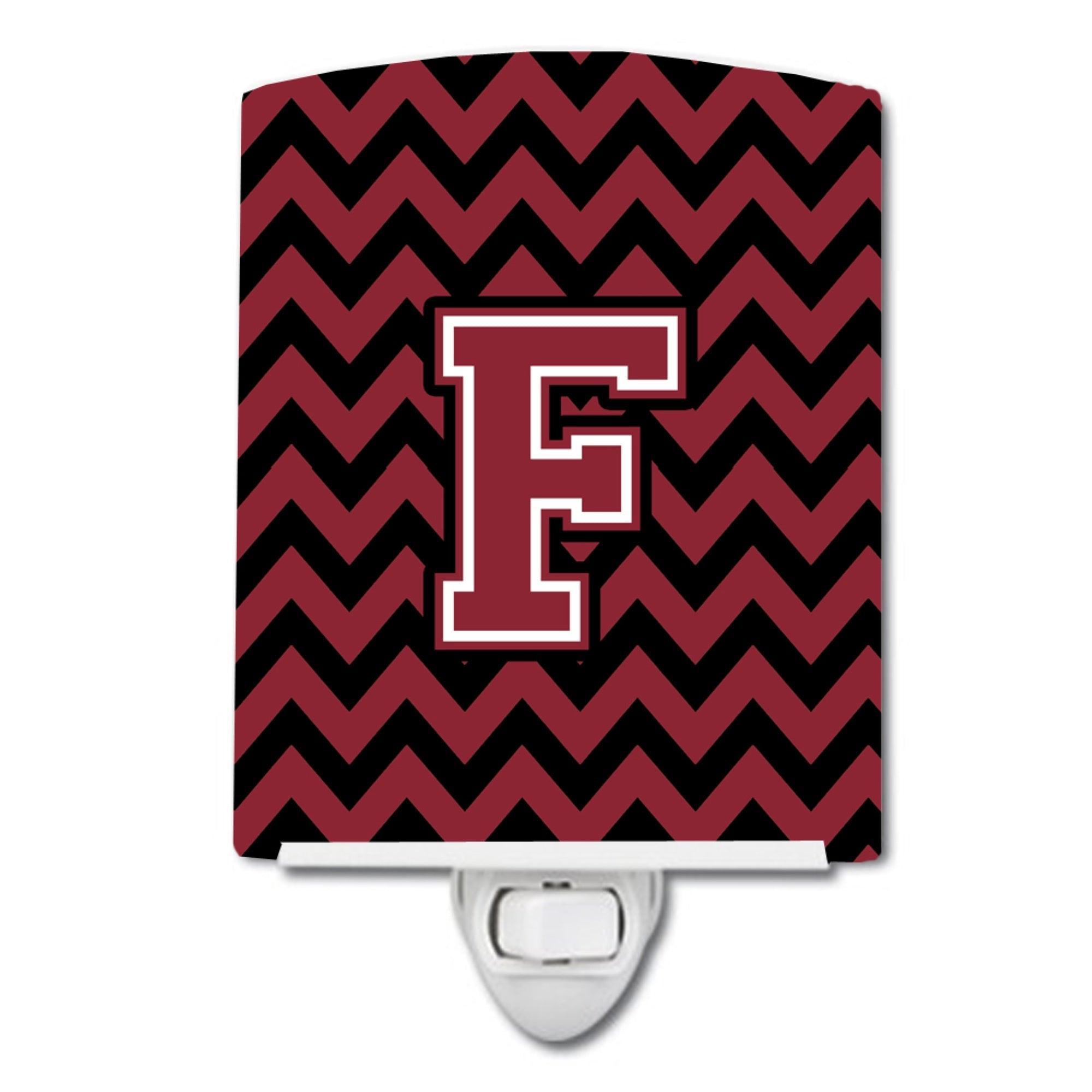  inchCarolines Treasures Letter F Chevron Garnet and Black Night Light, 6x4, Multicolor inch