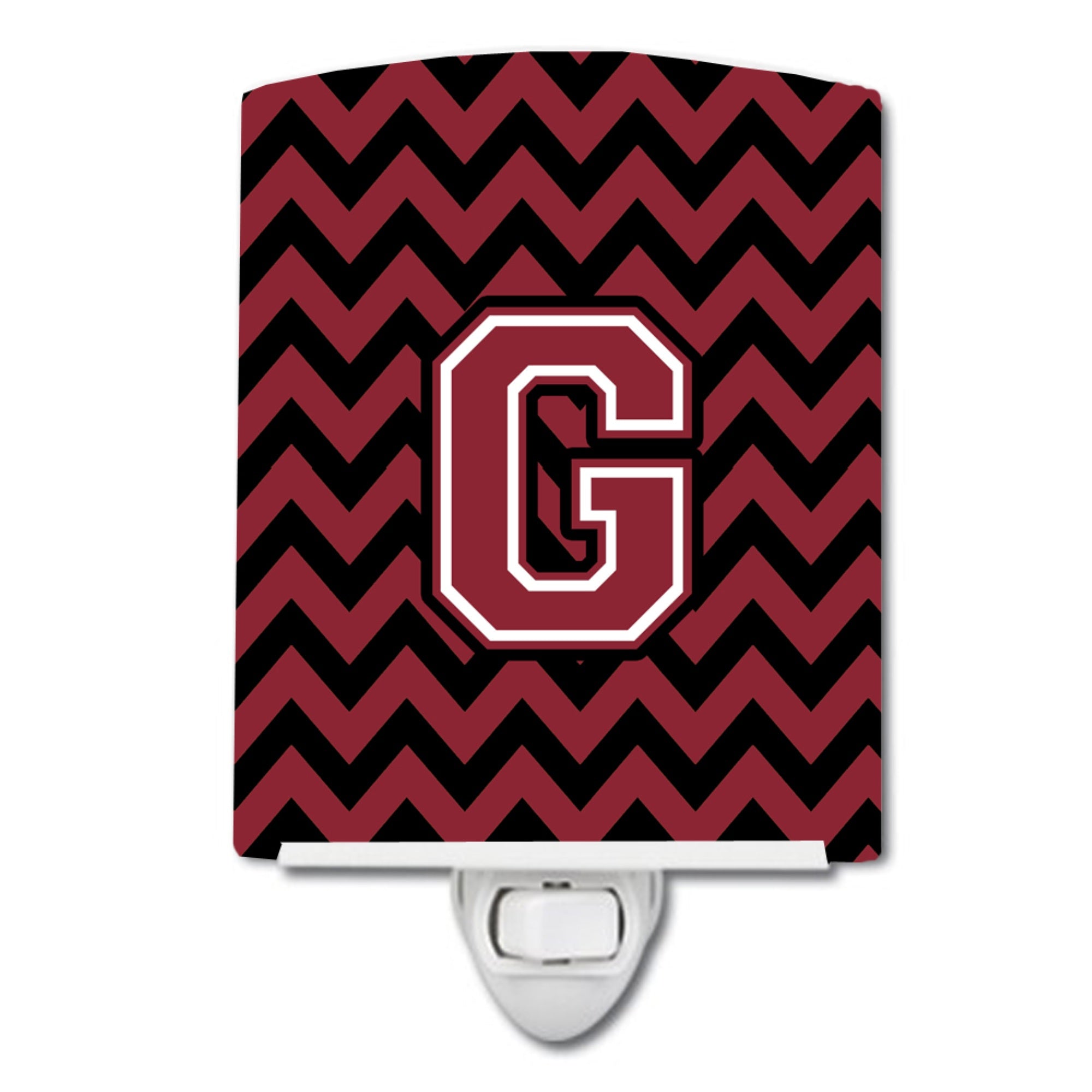  inchCarolines Treasures Letter G Chevron Garnet and Black Ceramic Night Light, 6x4, Multicolor inch