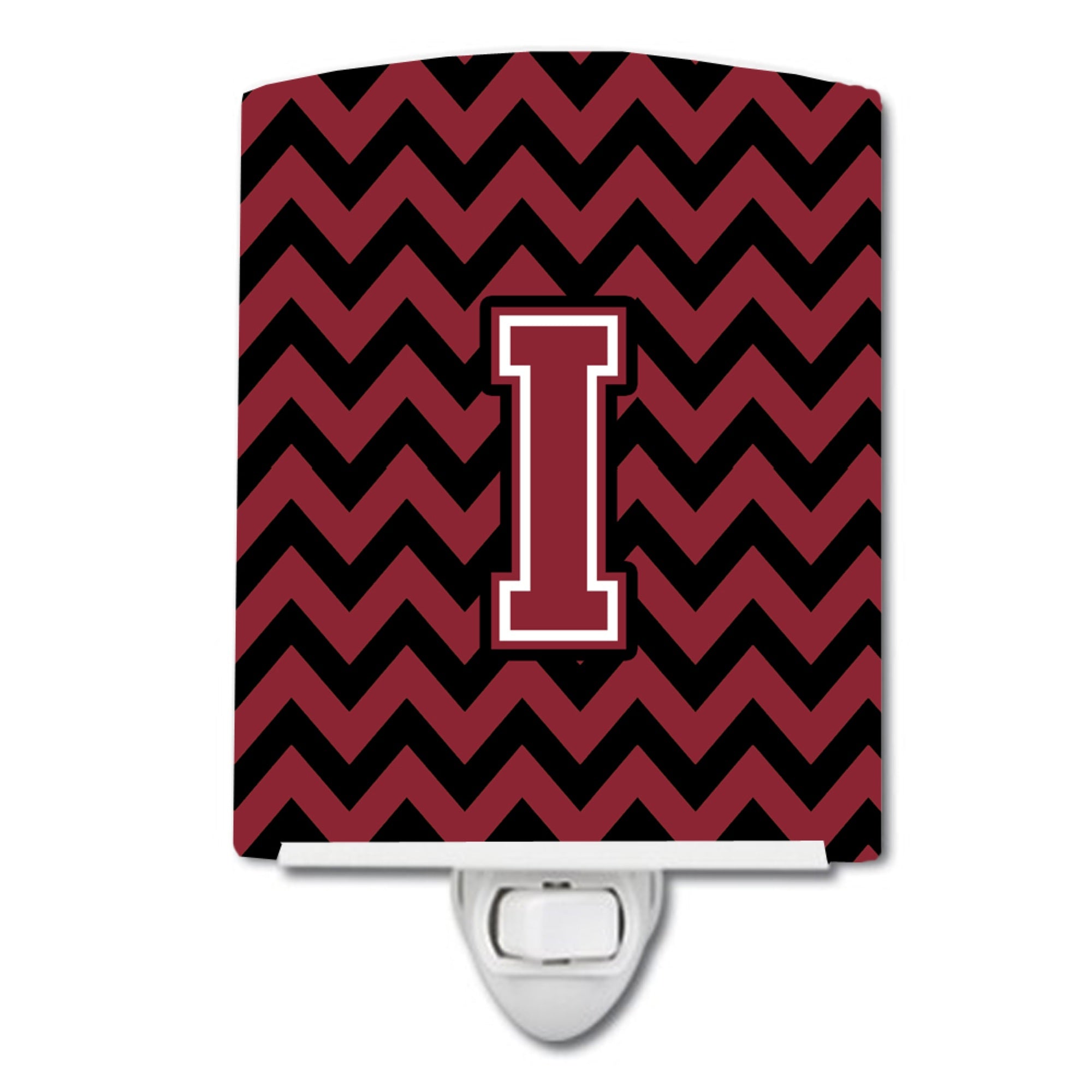  inchCarolines Treasures Letter I Chevron Garnet and Black Ceramic Night Light, 6x4, Multicolor inch