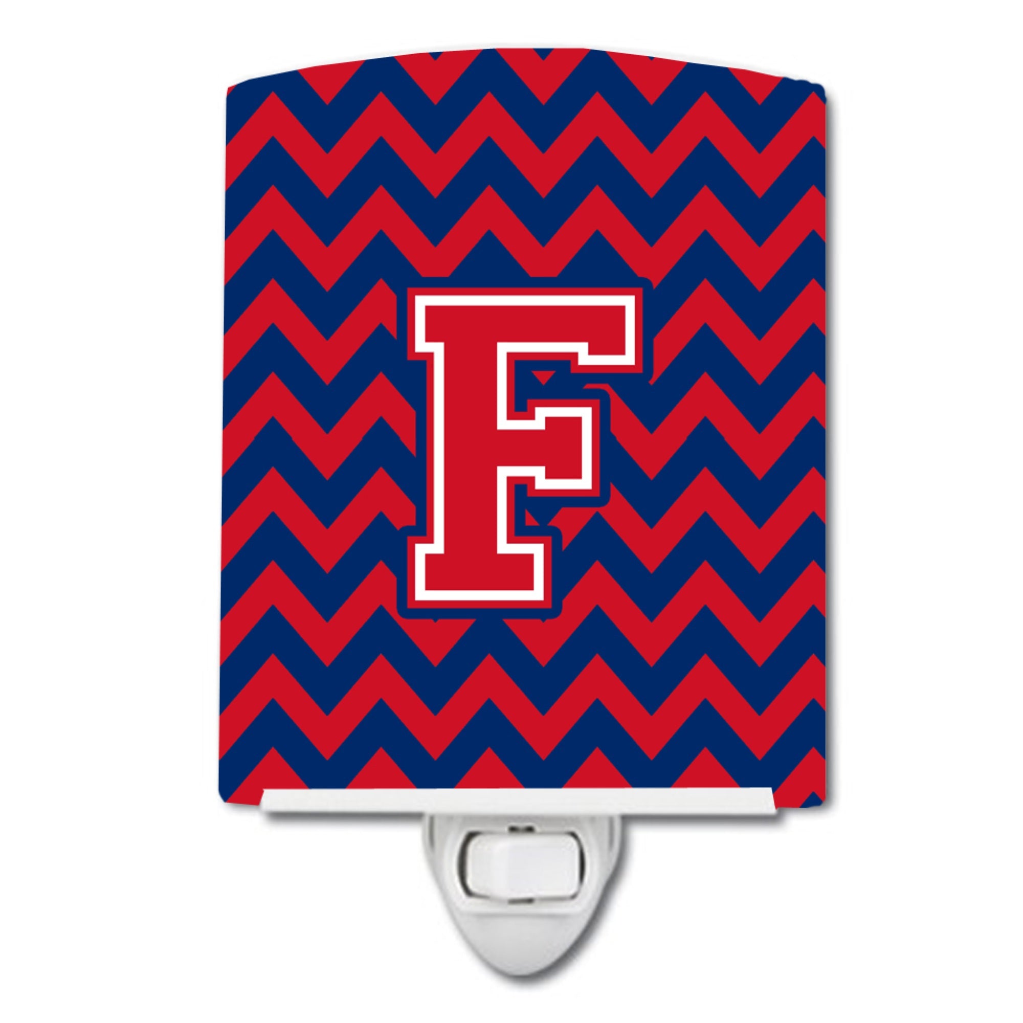  inchCarolines Treasures Letter F Chevron Yale Blue and Crimson Night Light, 6x4, Multicolor inch