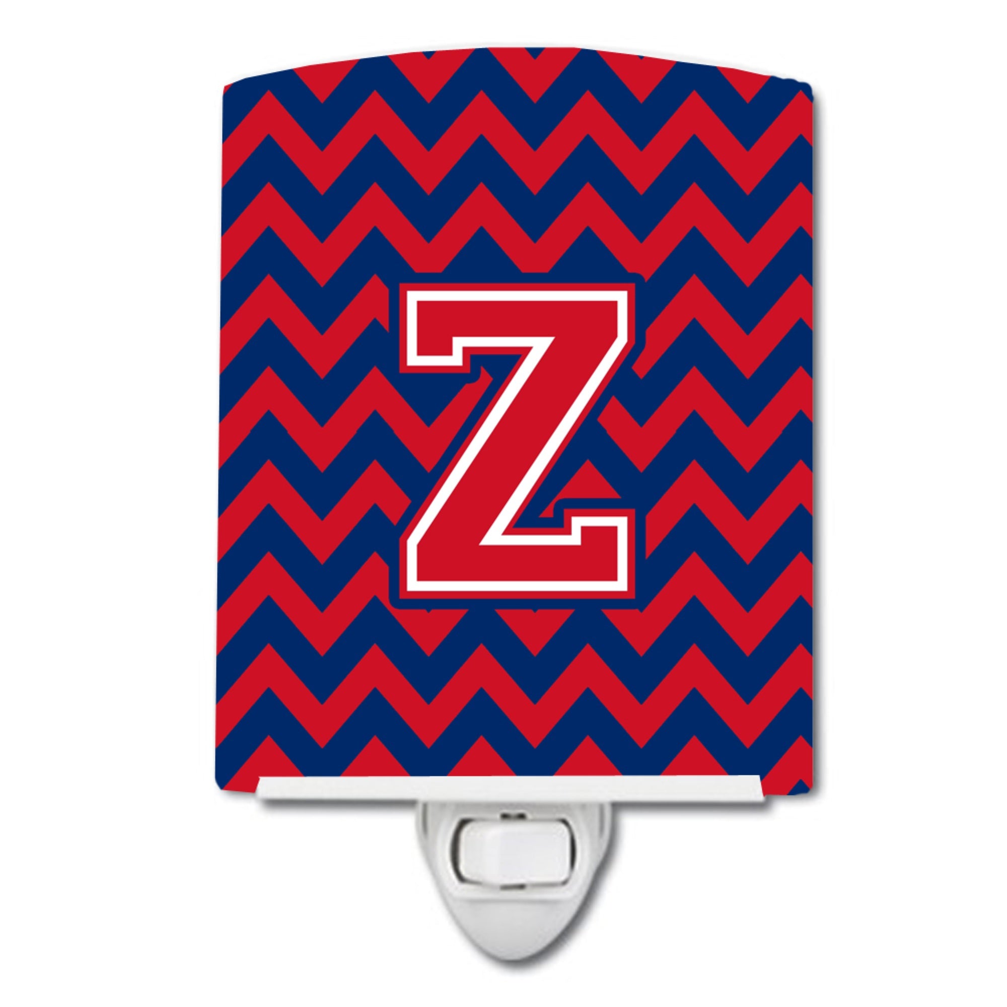  inchCarolines Treasures Letter Z Chevron Yale Blue and Crimson Ceramic Night Light, 6x4, Multicolor inch
