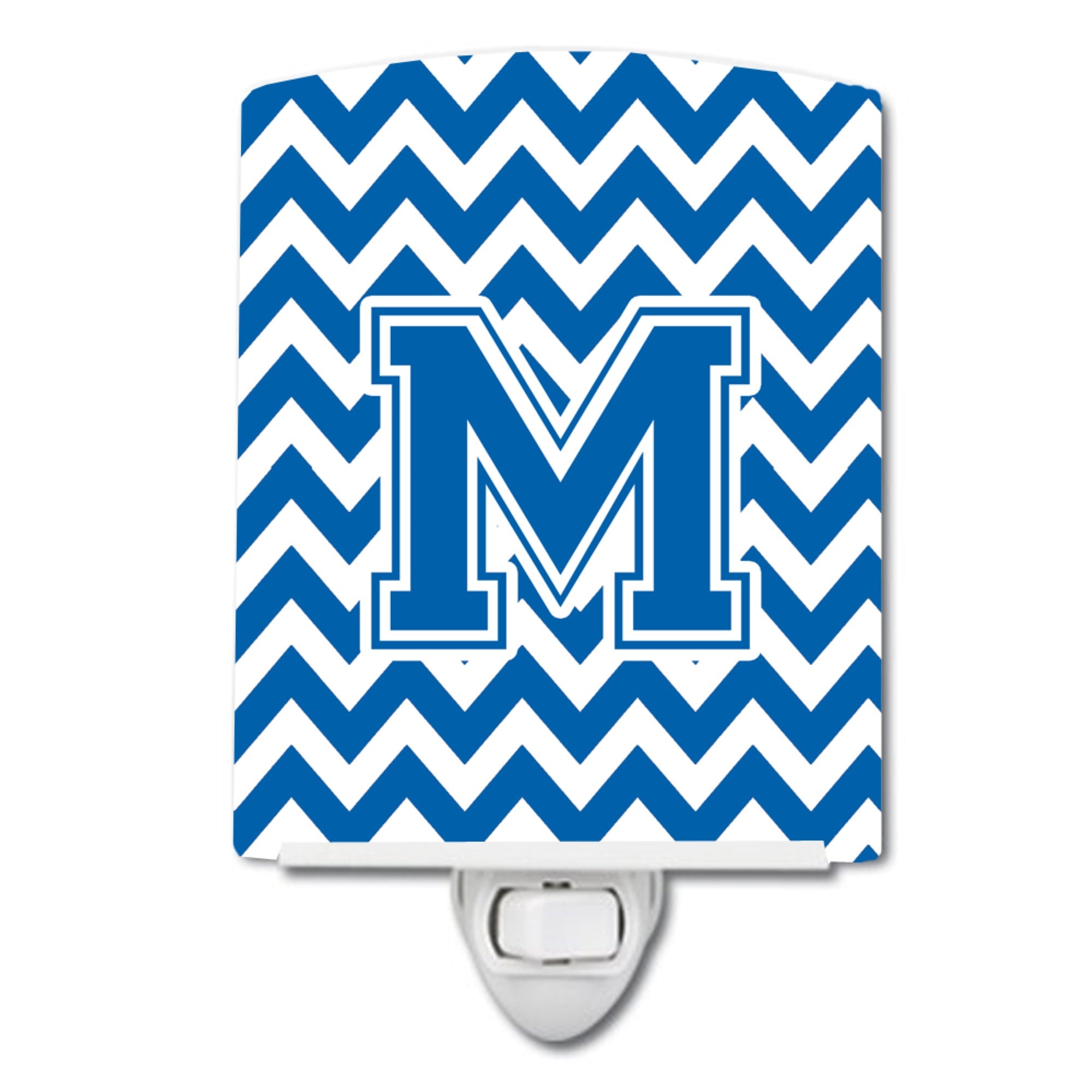  inchCarolines Treasures Letter M Chevron Blue and White Ceramic Night Light, 6x4, Multicolor inch