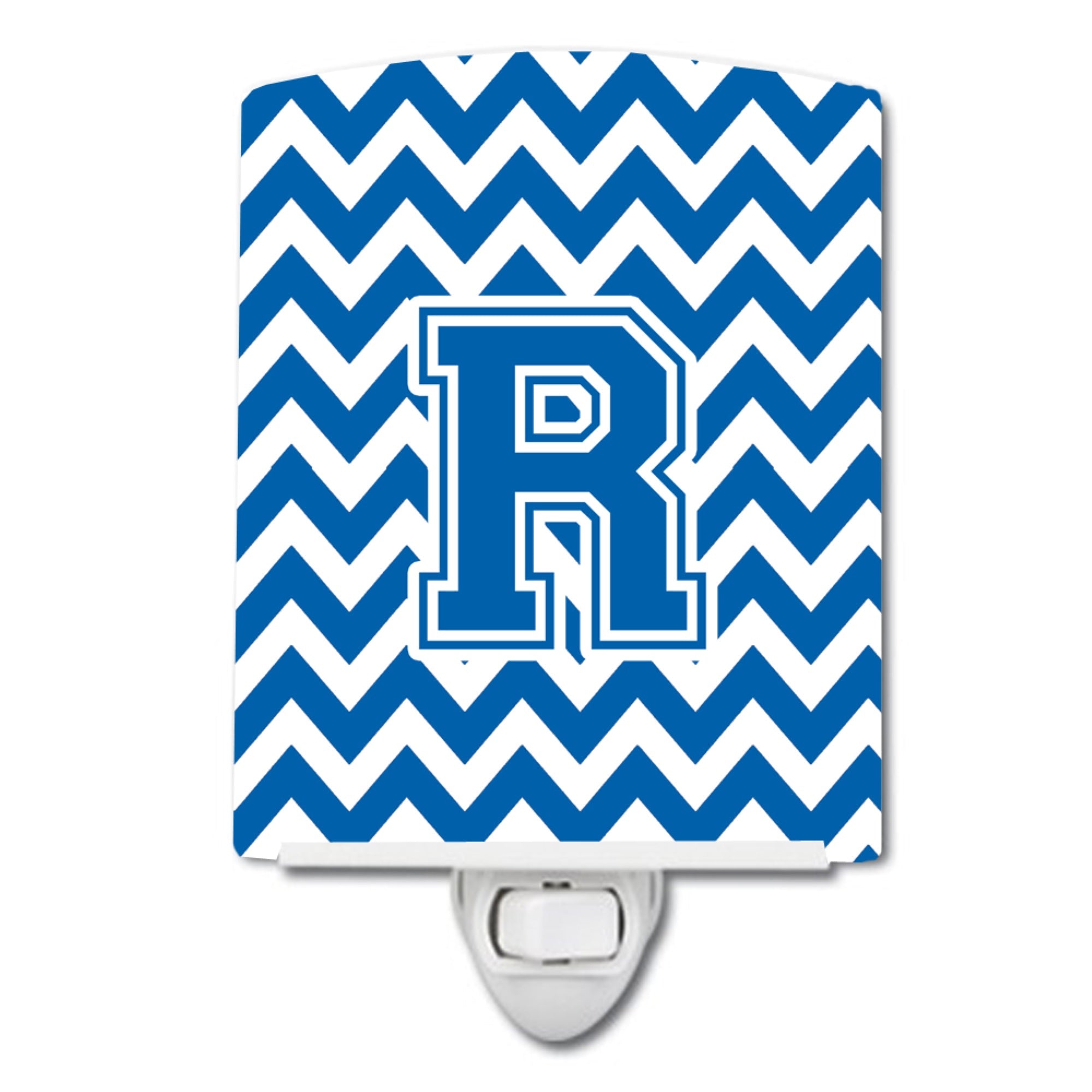  inchCarolines Treasures Letter R Chevron Blue and White Ceramic Night Light, 6x4, Multicolor inch