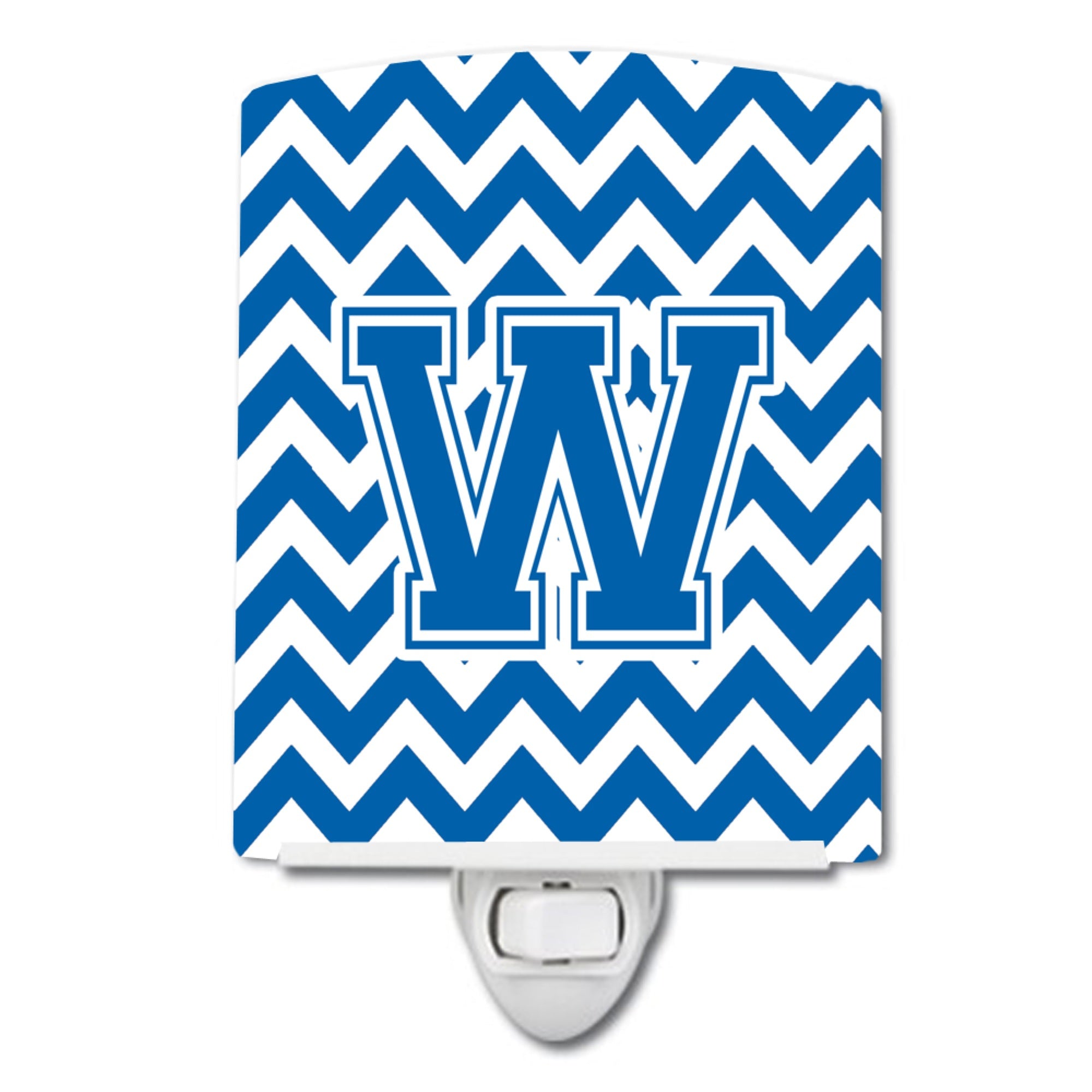  inchCarolines Treasures Letter W Chevron Blue and White Ceramic Night Light, 6x4, Multicolor inch