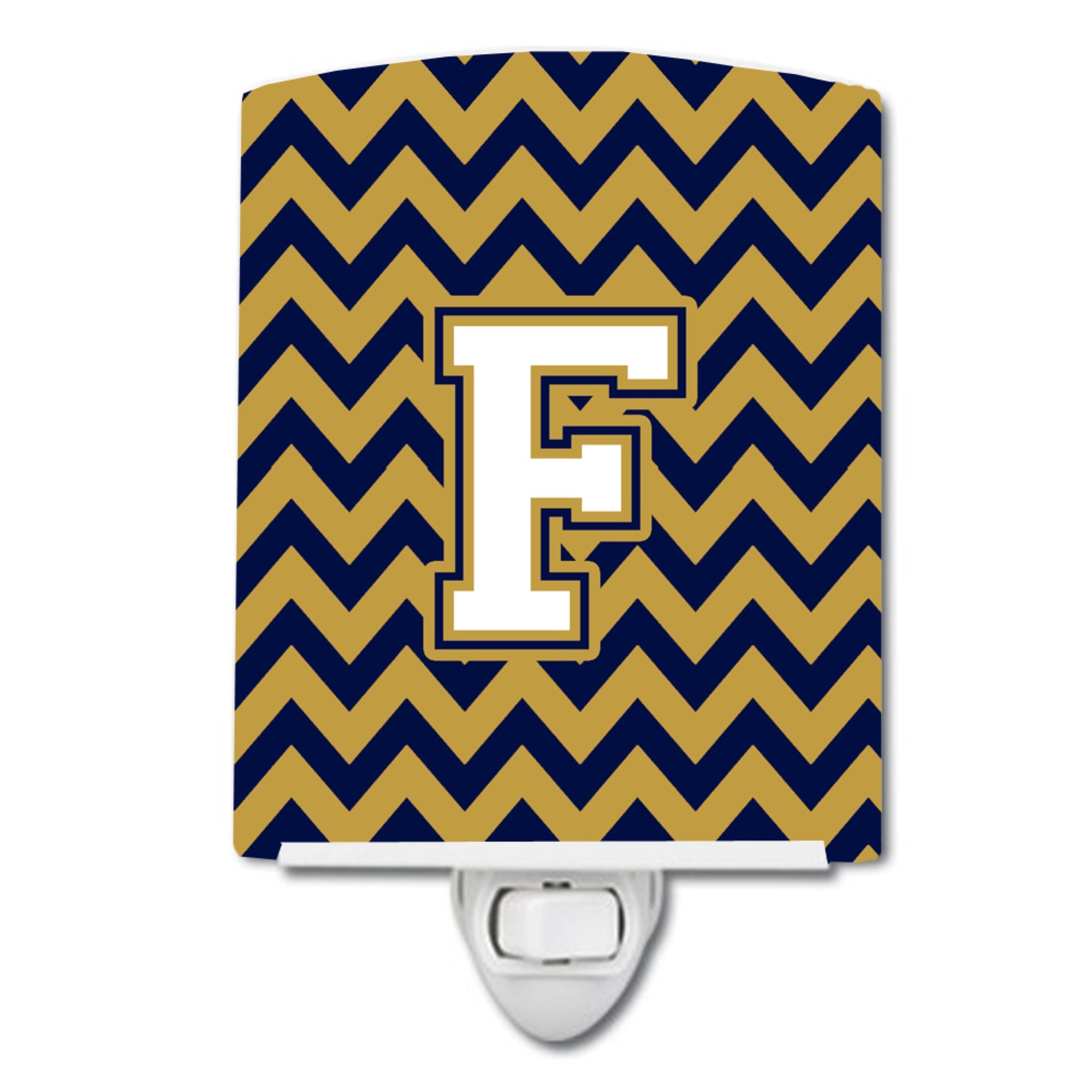  inchCarolines Treasures Letter F Chevron Navy Blue and Gold Night Light, 6x4, Multicolor inch