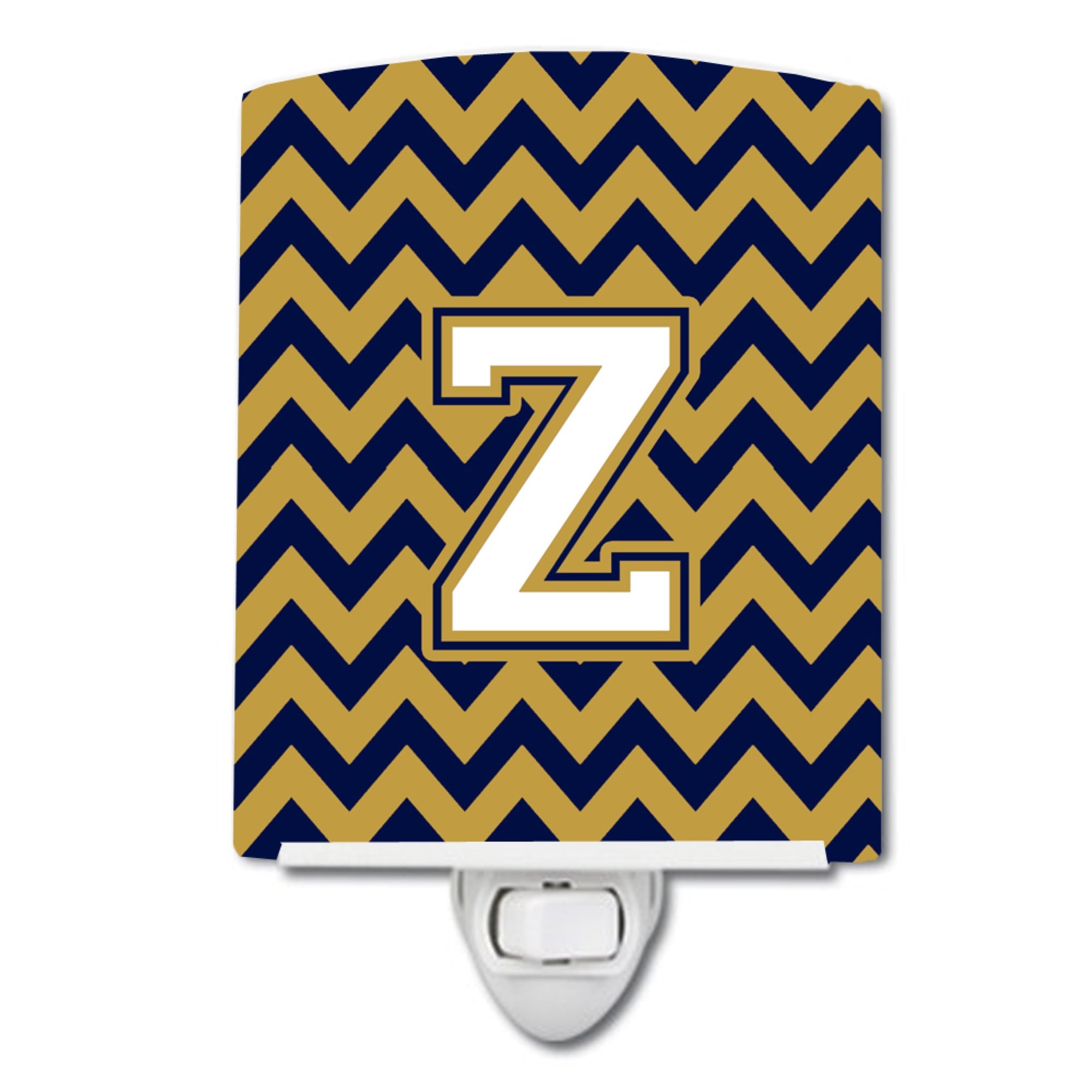  inchCarolines Treasures Letter Z Chevron Navy Blue and Gold Ceramic Night Light, 6x4, Multicolor inch