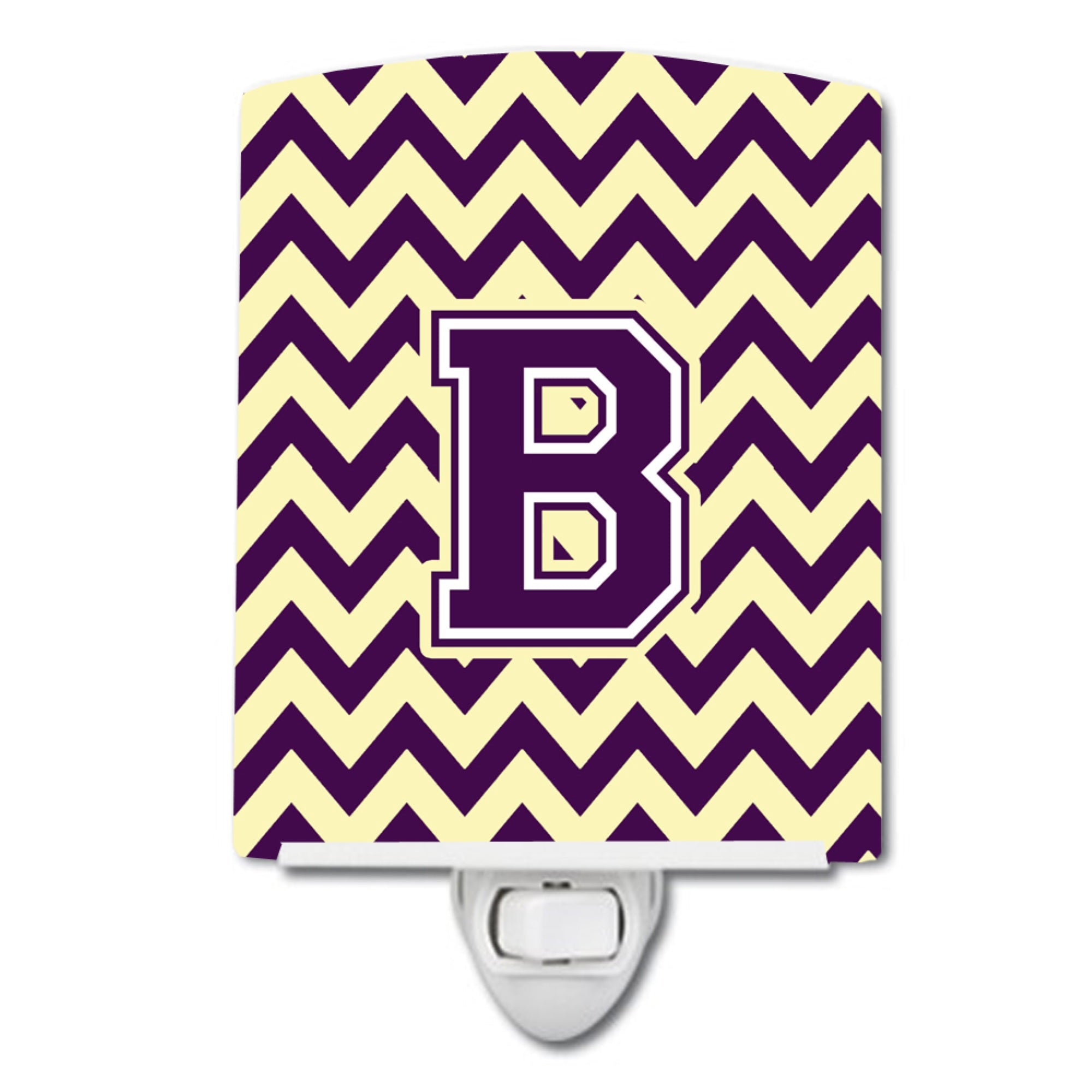  inchCarolines Treasures Letter B Chevron Purple and Gold Ceramic Night Light, 6x4, Multicolor inch