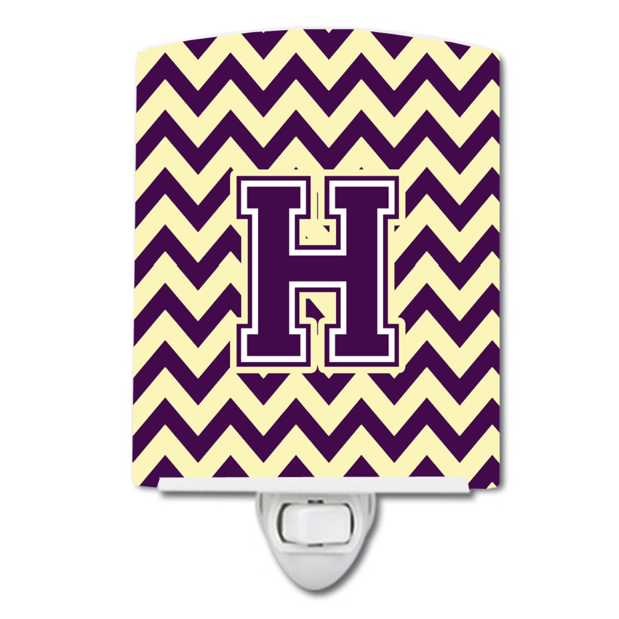  inchCarolines Treasures Letter H Chevron Purple and Gold Ceramic Night Light, 6x4, Multicolor inch