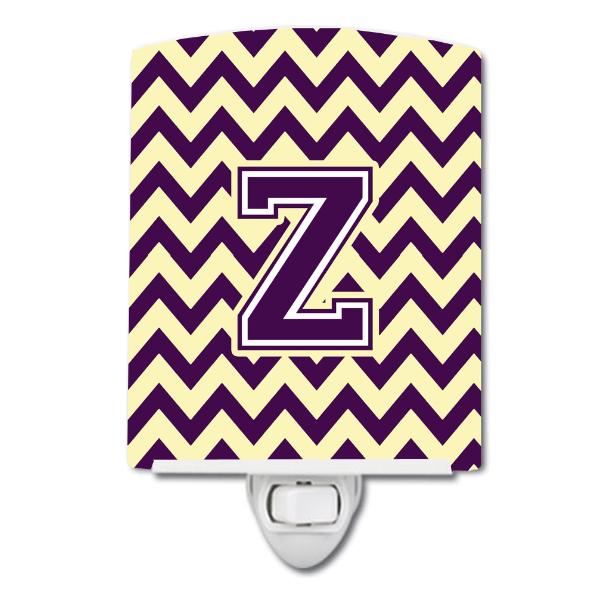  inchCarolines Treasures Letter Z Chevron Purple and Gold Ceramic Night Light, 6x4, Multicolor inch