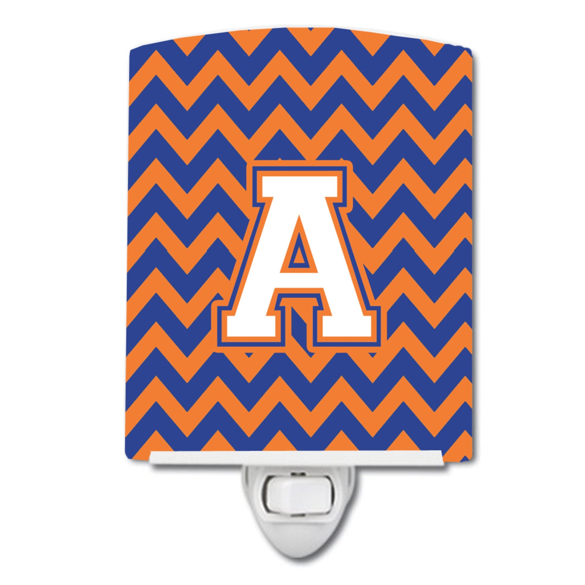  inchCarolines Treasures Letter A Chevron Blue and Orange #3 Ceramic Night Light, 6x4, Multicolor inch