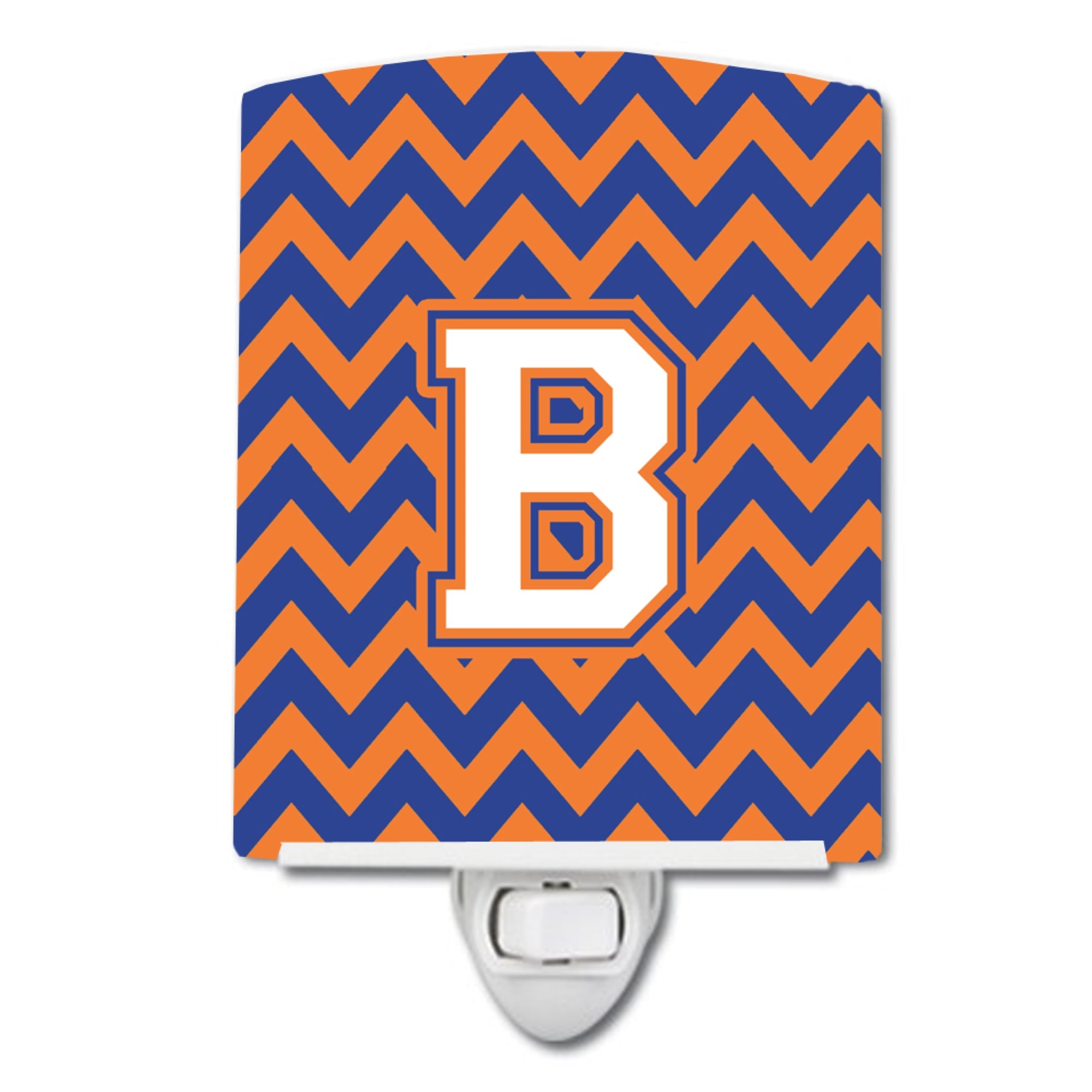  inchCarolines Treasures Letter B Chevron Blue and Orange #3 Ceramic Night Light, 6x4, Multicolor inch