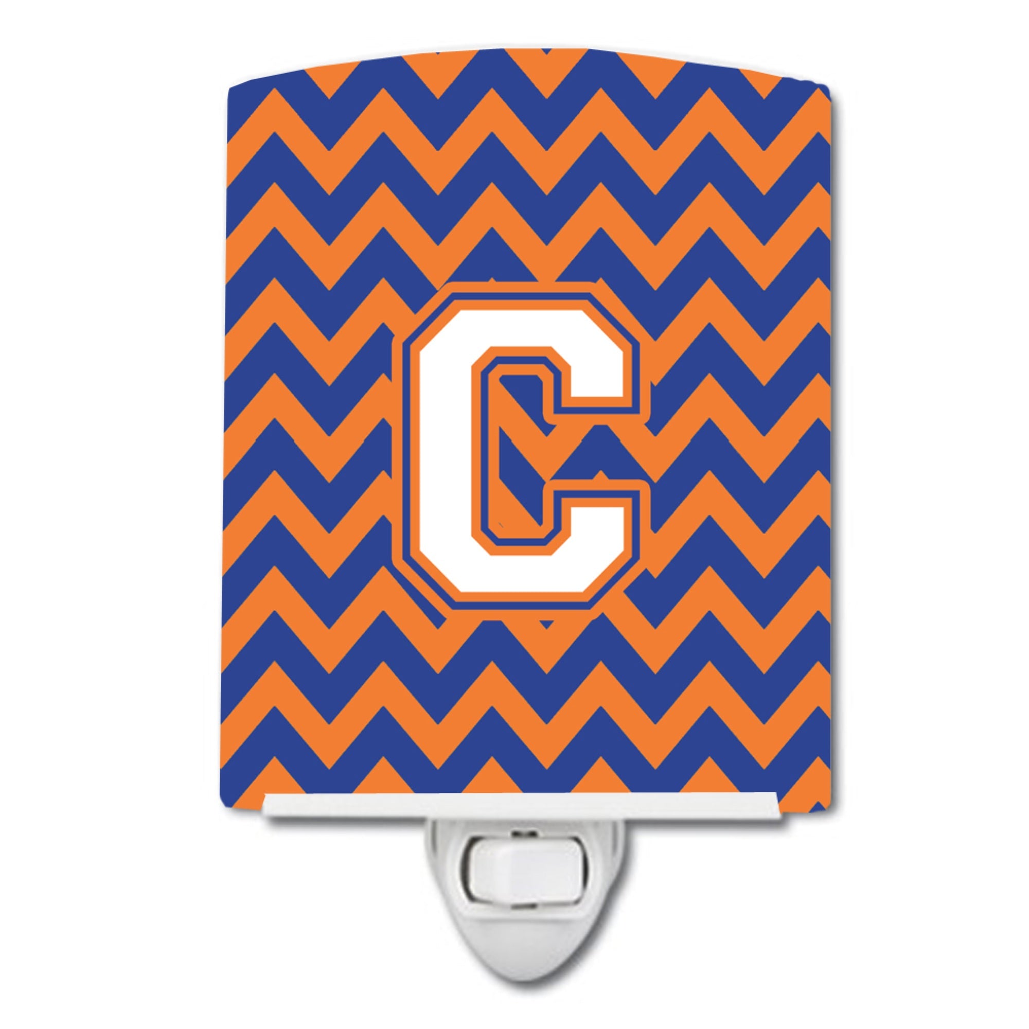  inchCarolines Treasures Letter C Chevron Blue and Orange #3 Ceramic Night Light, 6x4, Multicolor inch