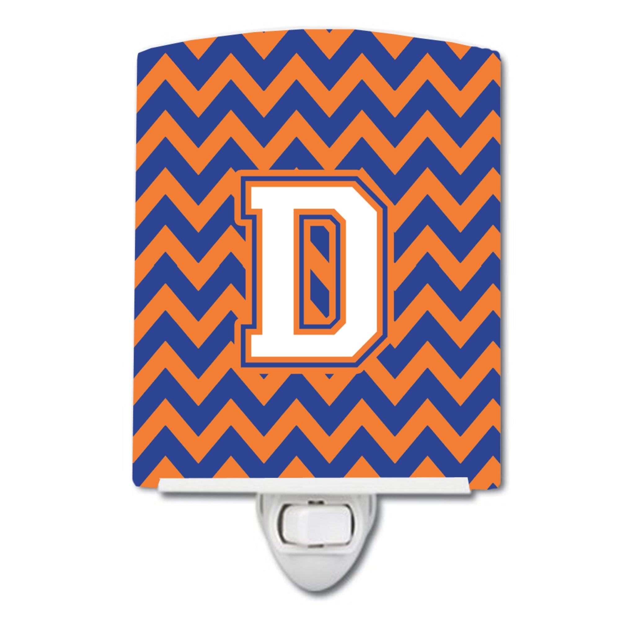  inchCarolines Treasures Letter D Chevron Blue and Orange #3 Ceramic Night Light, 6x4, Multicolor inch