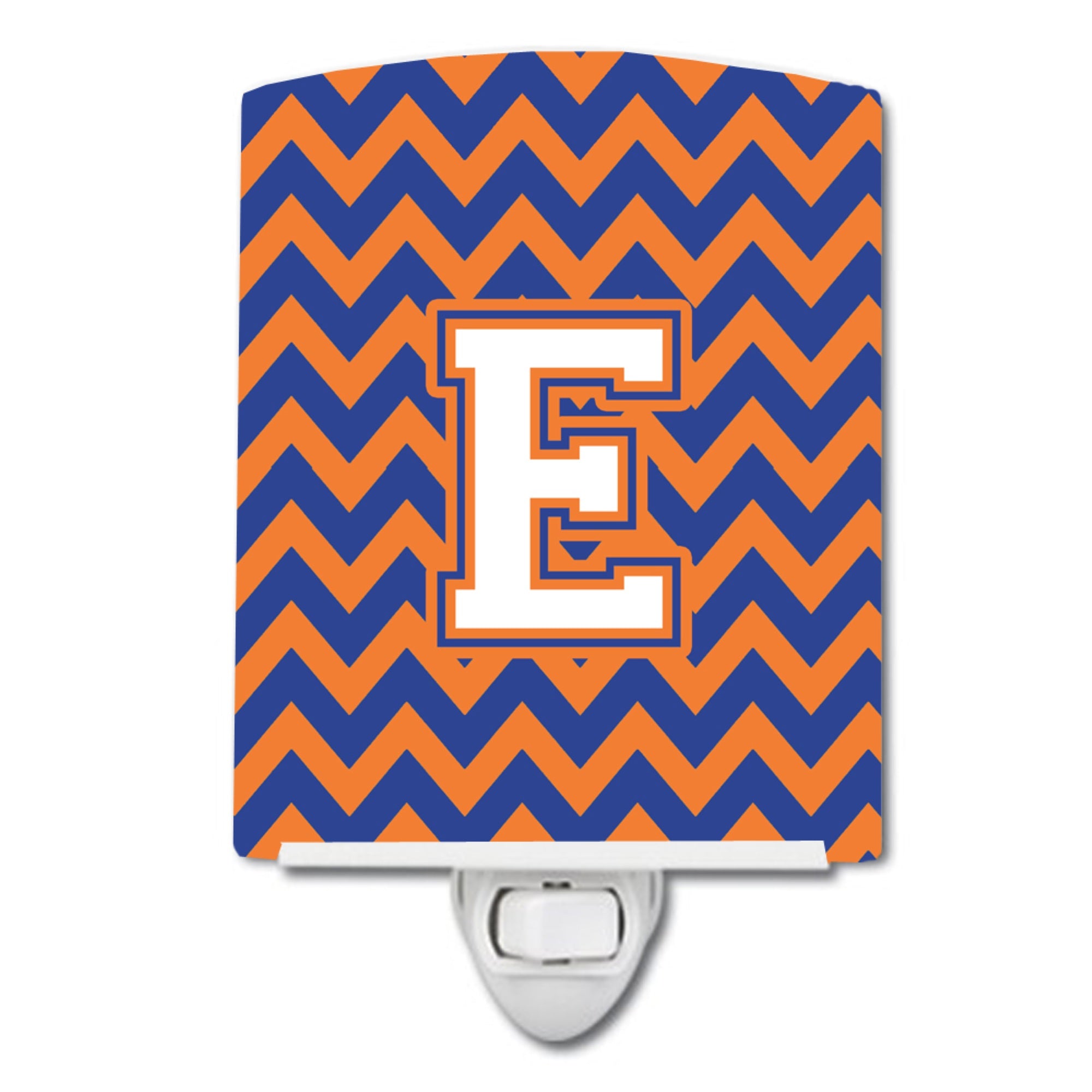  inchCarolines Treasures Letter E Chevron Blue and Orange #3 Ceramic Night Light, 6x4, Multicolor inch