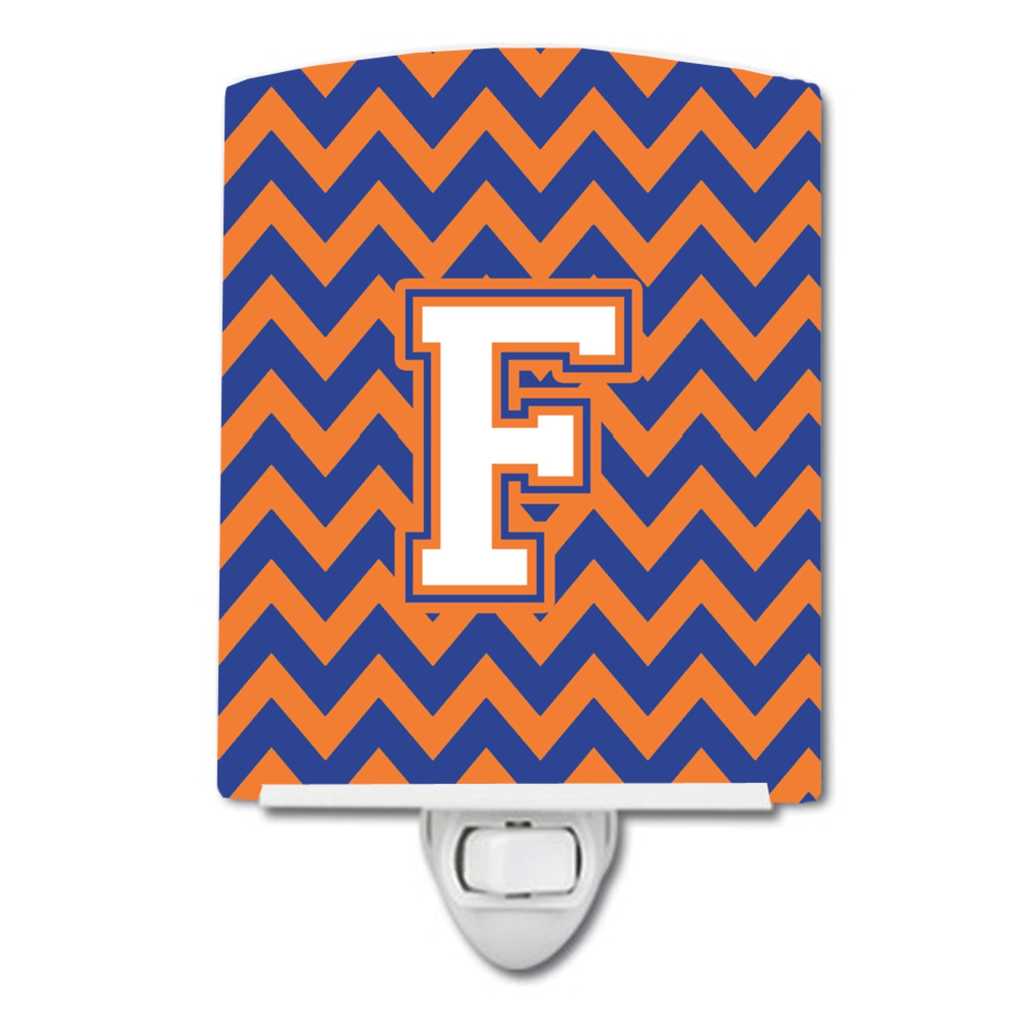  inchCarolines Treasures Letter F Chevron Blue and Orange #3 Night Light, 6x4, Multicolor inch