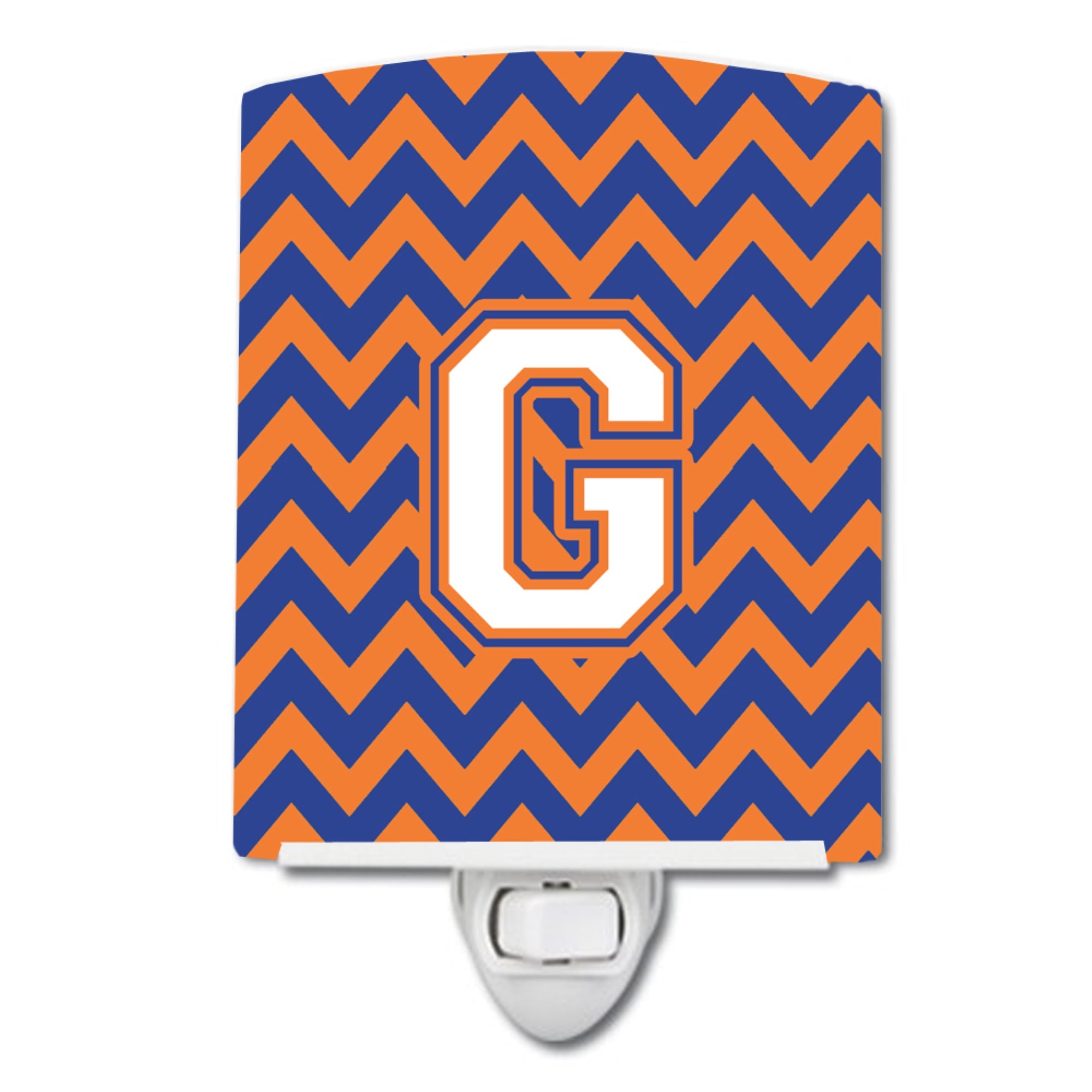  inchCarolines Treasures Letter G Chevron Blue and Orange #3 Ceramic Night Light, 6x4, Multicolor inch