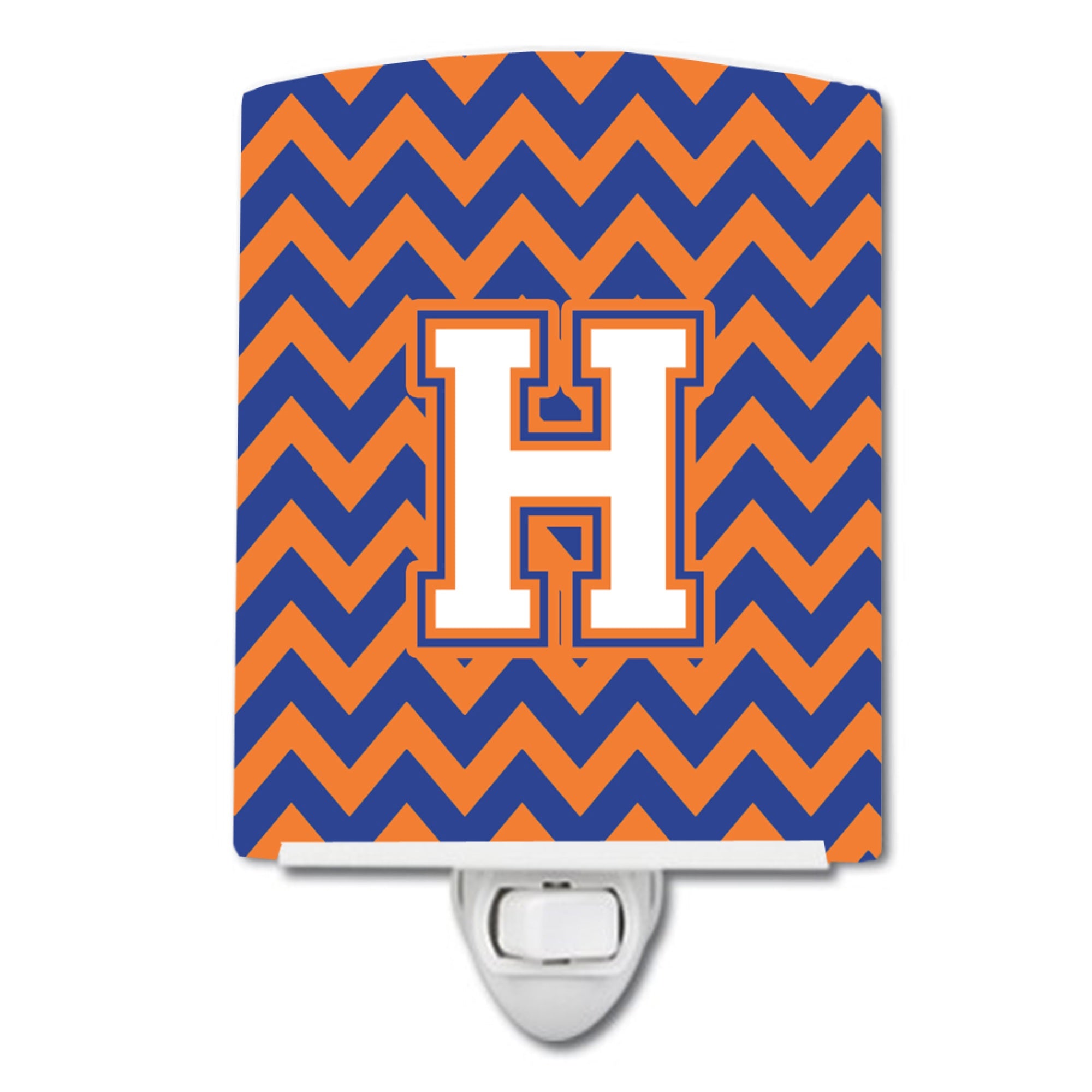  inchCarolines Treasures Letter H Chevron Blue and Orange #3 Ceramic Night Light, 6x4, Multicolor inch