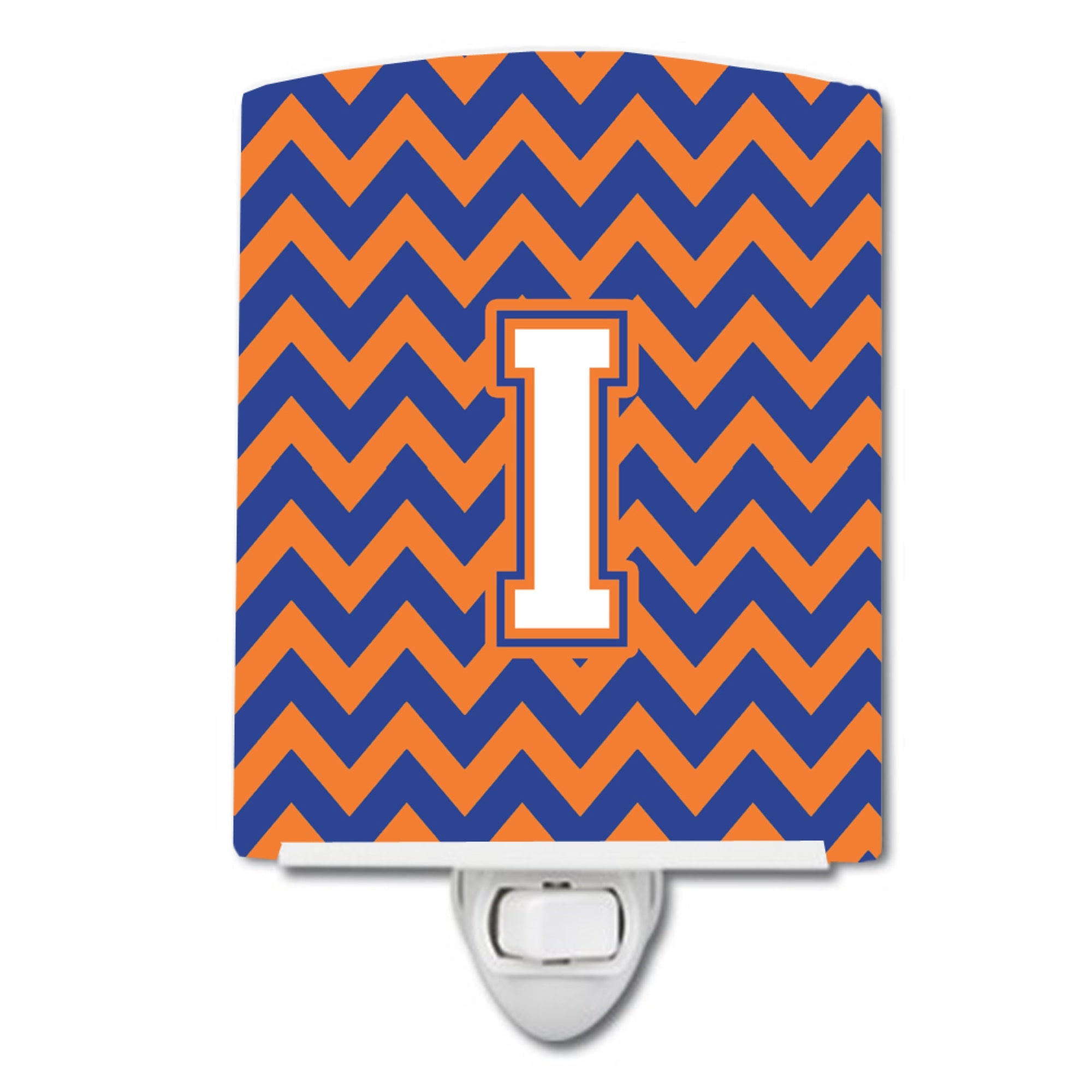  inchCarolines Treasures Letter I Chevron Blue and Orange #3 Ceramic Night Light, 6x4, Multicolor inch