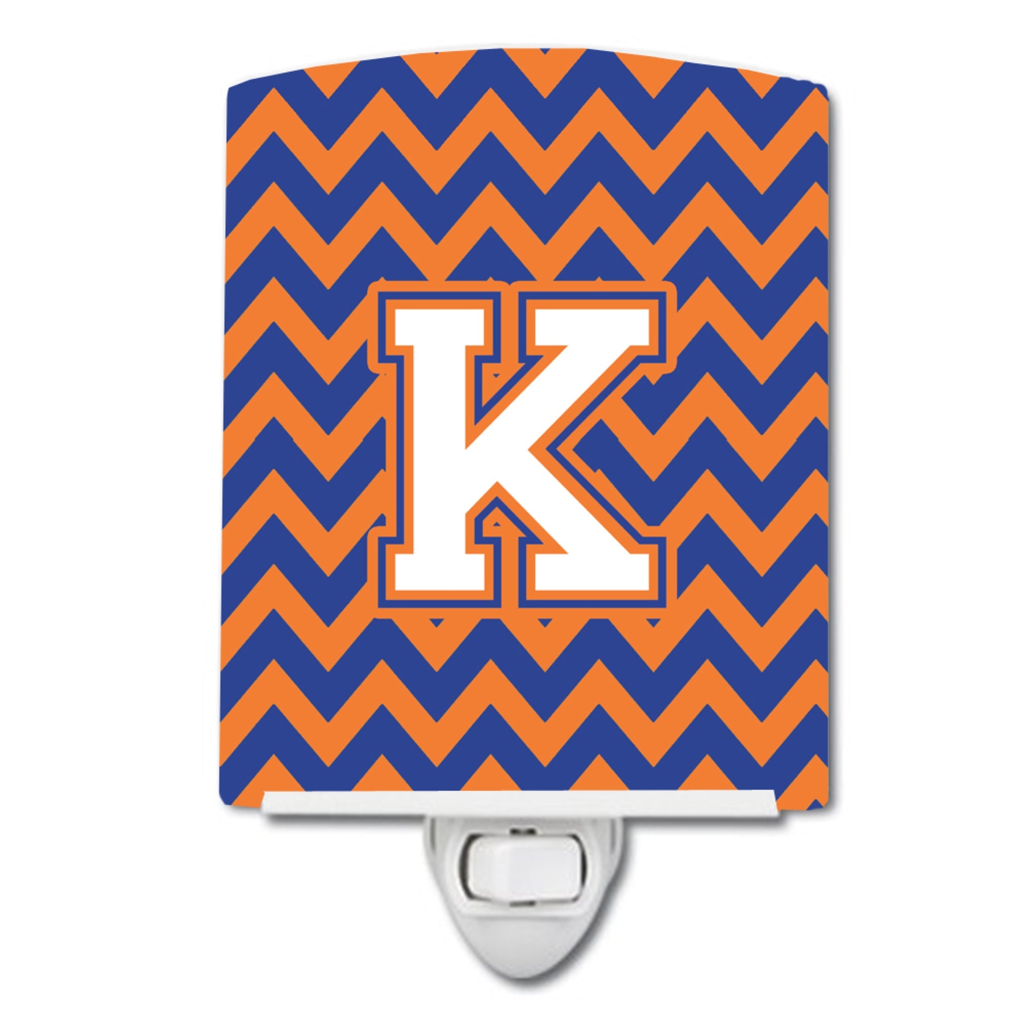  inchCarolines Treasures Letter K Chevron Blue and Orange #3 Ceramic Night Light, 6x4, Multicolor inch