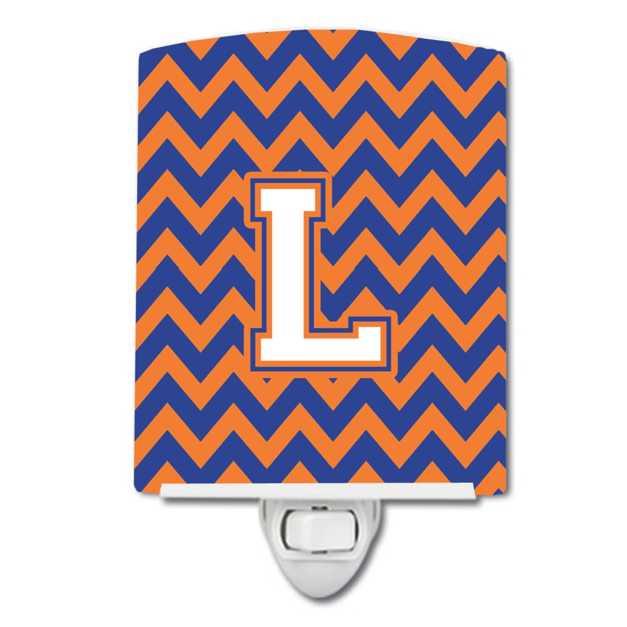  inchCarolines Treasures Letter L Chevron Blue and Orange #3 Ceramic Night Light, 6x4, Multicolor inch