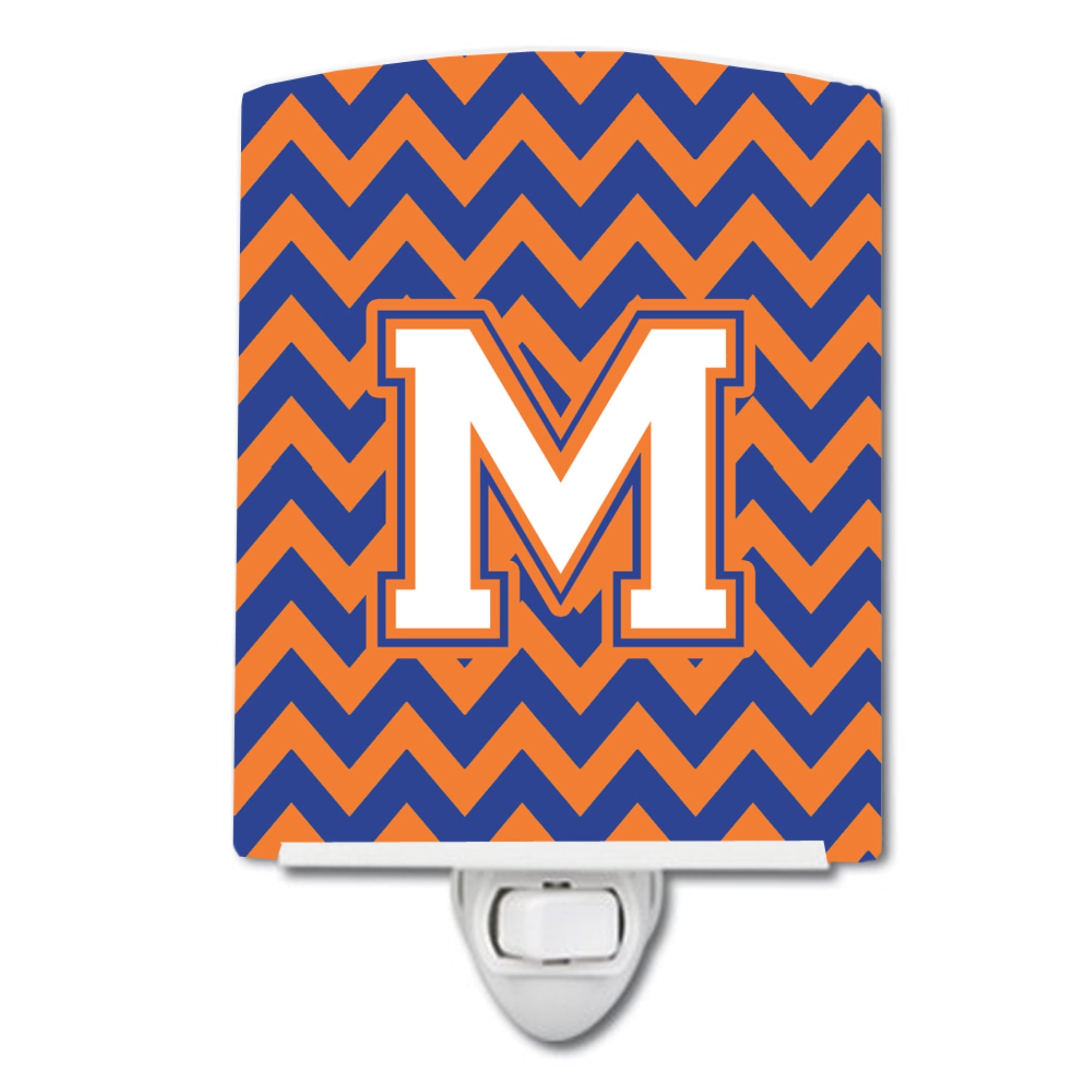  inchCarolines Treasures Letter M Chevron Blue and Orange #3 Ceramic Night Light, 6x4, Multicolor inch