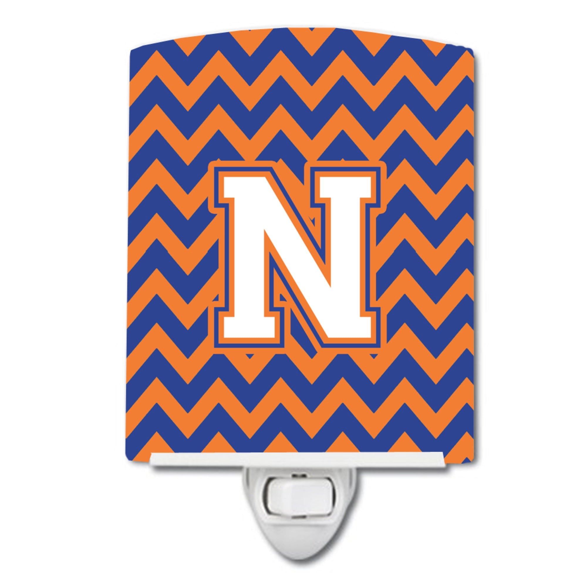  inchCarolines Treasures Letter N Chevron Blue and Orange #3 Ceramic Night Light, 6x4, Multicolor inch