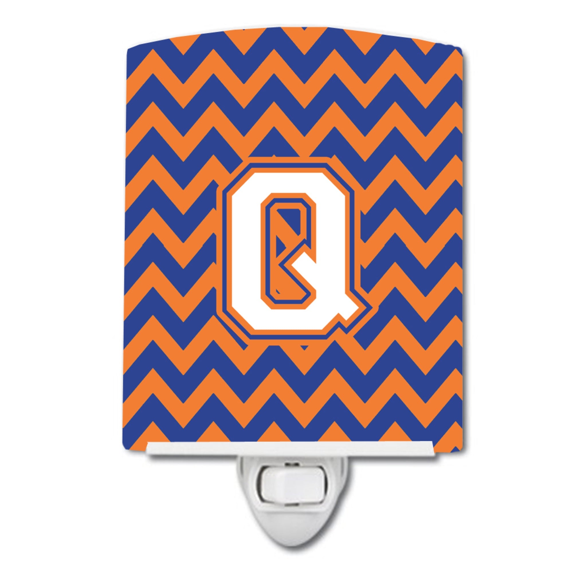  inchCarolines Treasures Letter Q Chevron Blue and Orange #3 Ceramic Night Light, 6x4, Multicolor inch