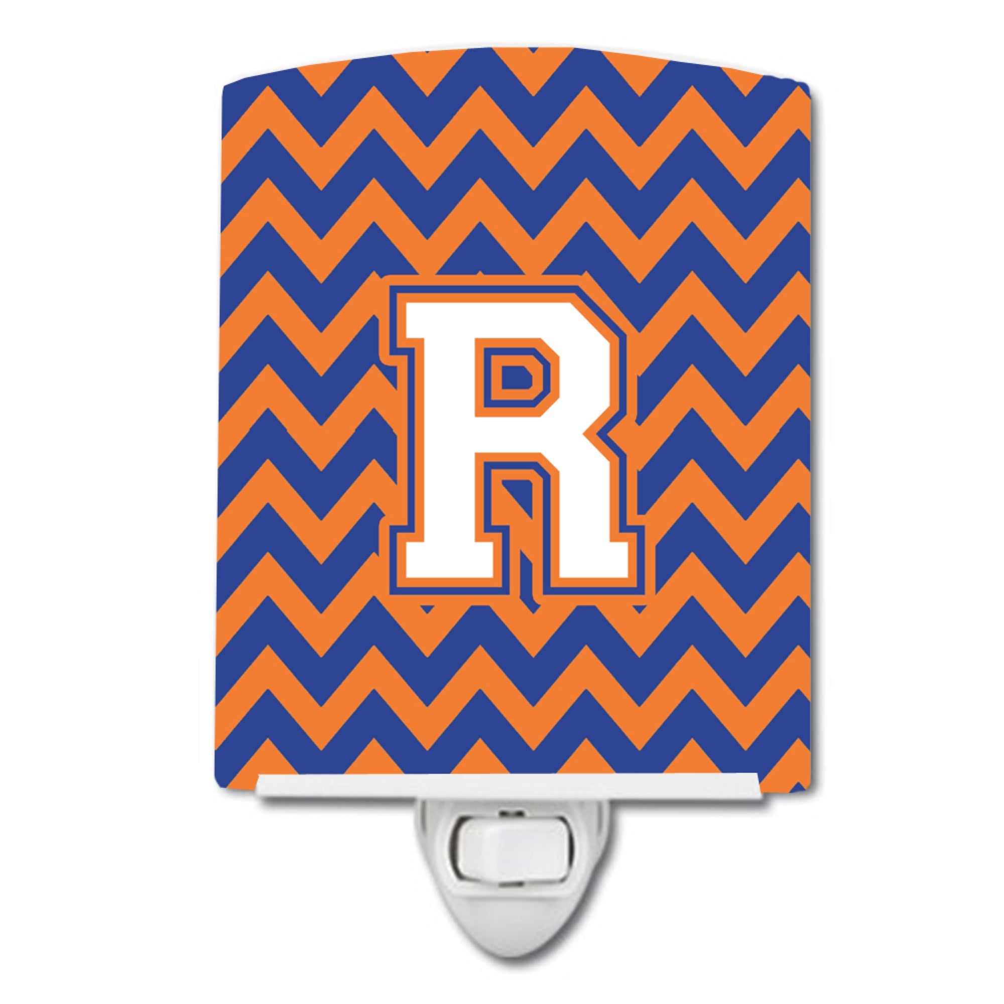  inchCarolines Treasures Letter R Chevron Blue and Orange #3 Ceramic Night Light, 6x4, Multicolor inch