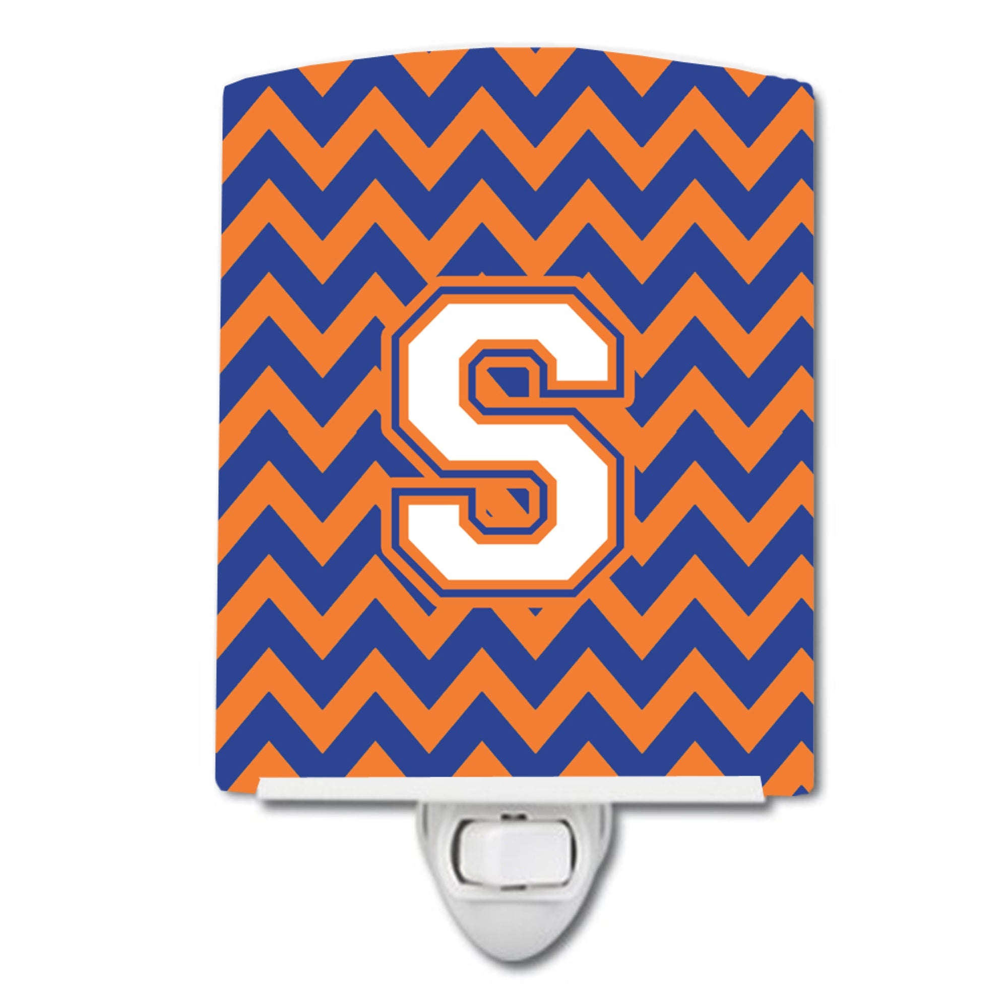  inchCarolines Treasures Letter S Chevron Blue and Orange #3 Ceramic Night Light, 6x4, Multicolor inch