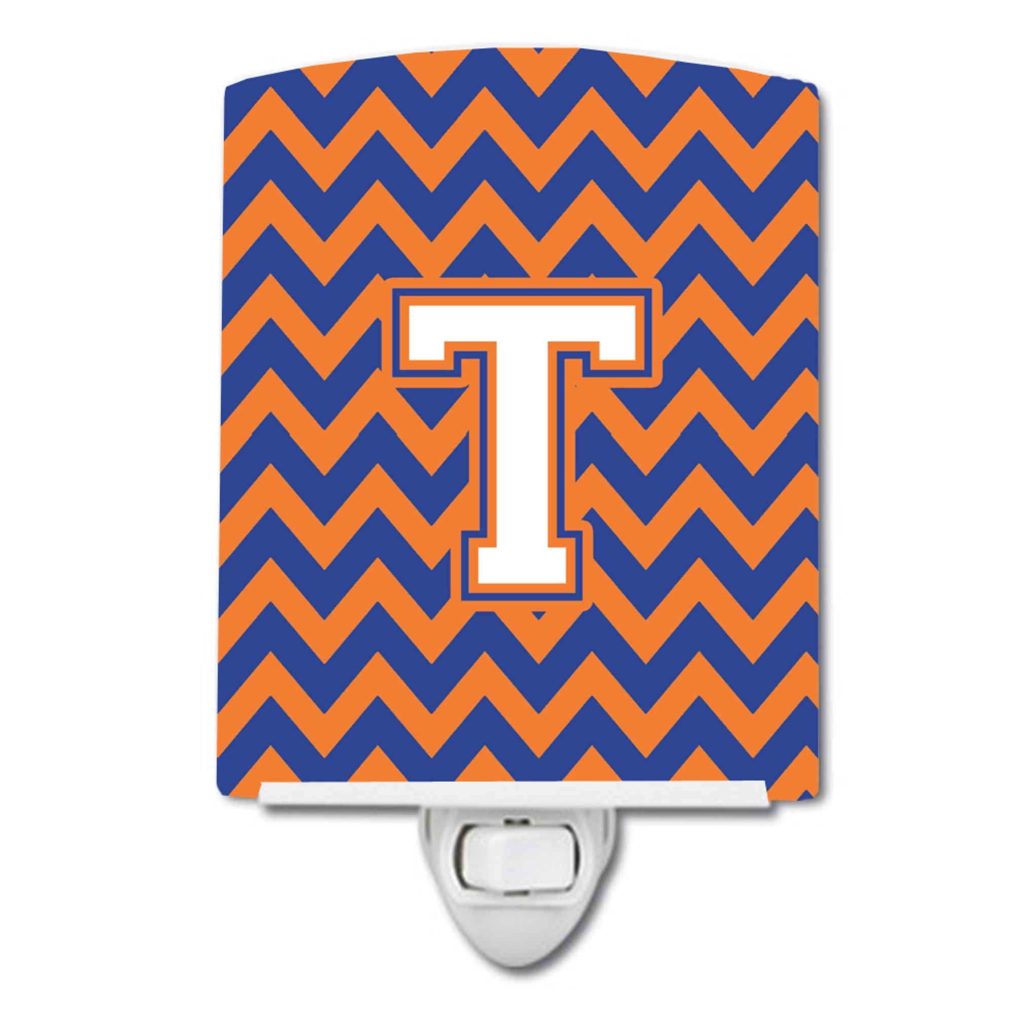  inchCarolines Treasures Letter T Chevron Blue and Orange #3 Ceramic Night Light, 6x4, Multicolor inch