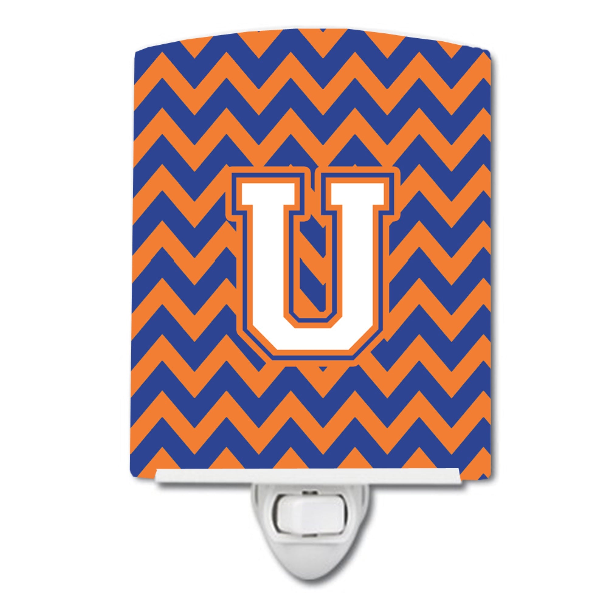  inchCarolines Treasures Letter U Chevron Blue and Orange #3 Ceramic Night Light, 6x4, Multicolor inch