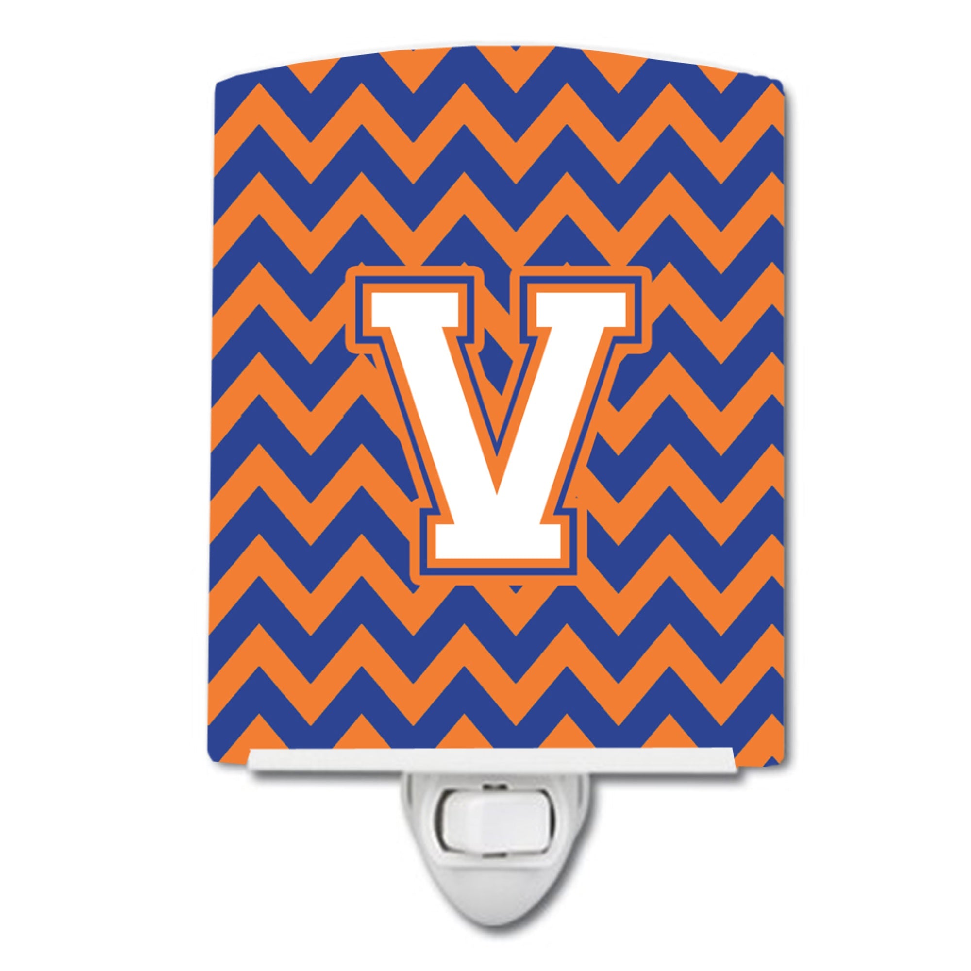  inchCarolines Treasures Letter V Chevron Blue and Orange #3 Ceramic Night Light, 6x4, Multicolor inch