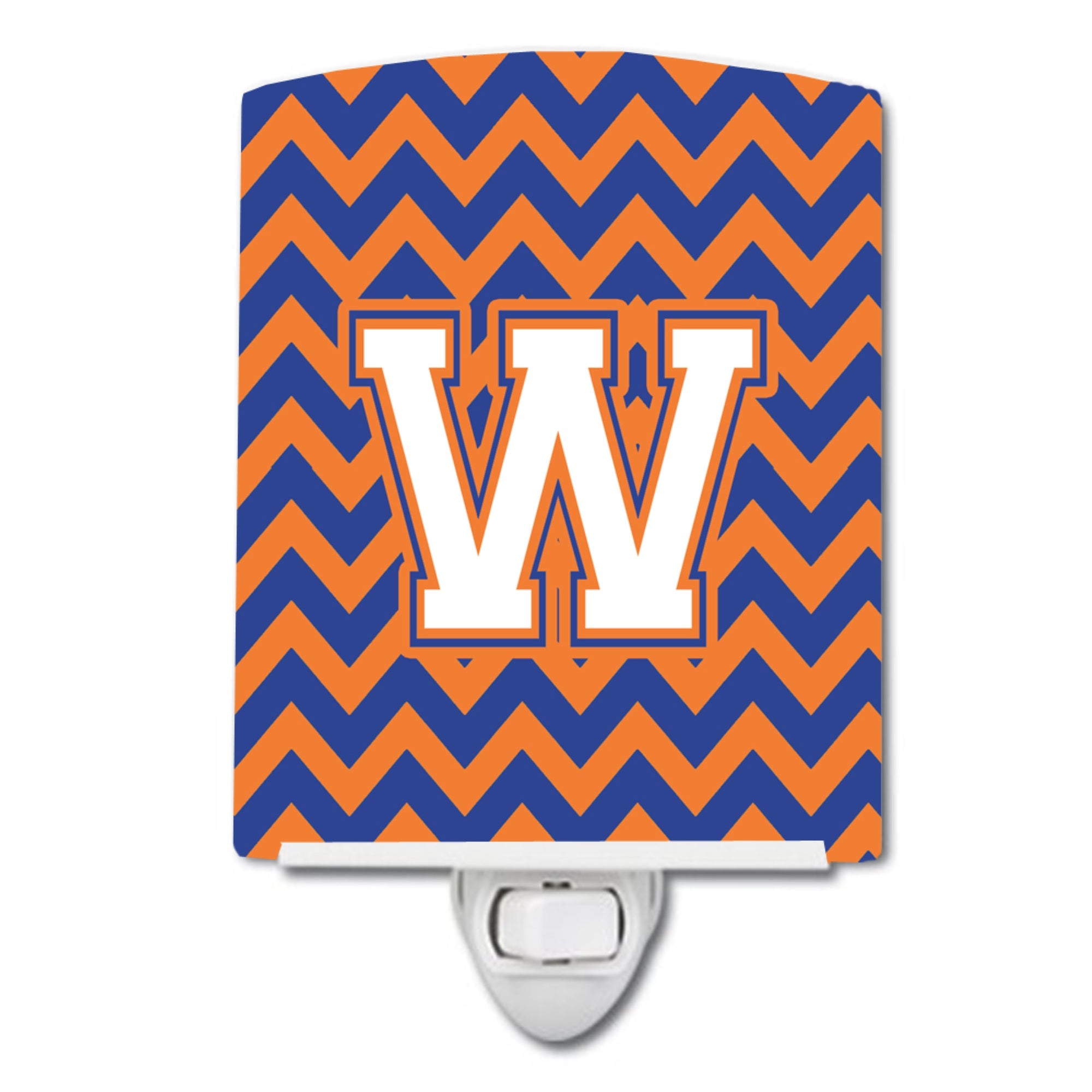  inchCarolines Treasures Letter W Chevron Blue and Orange #3 Ceramic Night Light, 6x4, Multicolor inch