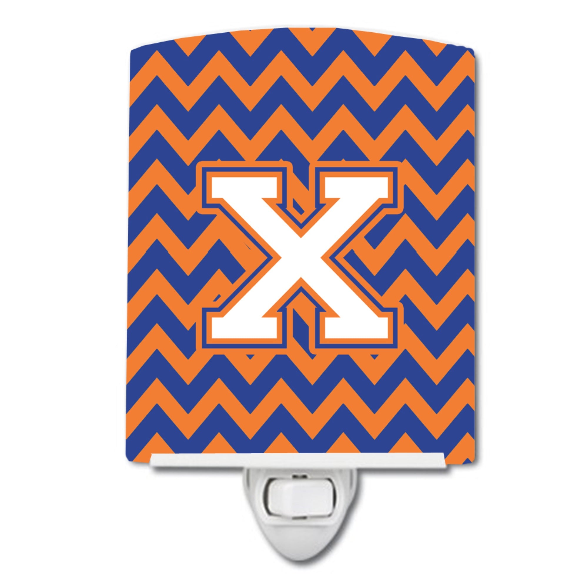  inchCarolines Treasures Letter X Chevron Blue and Orange #3 Ceramic Night Light, 6x4, Multicolor inch