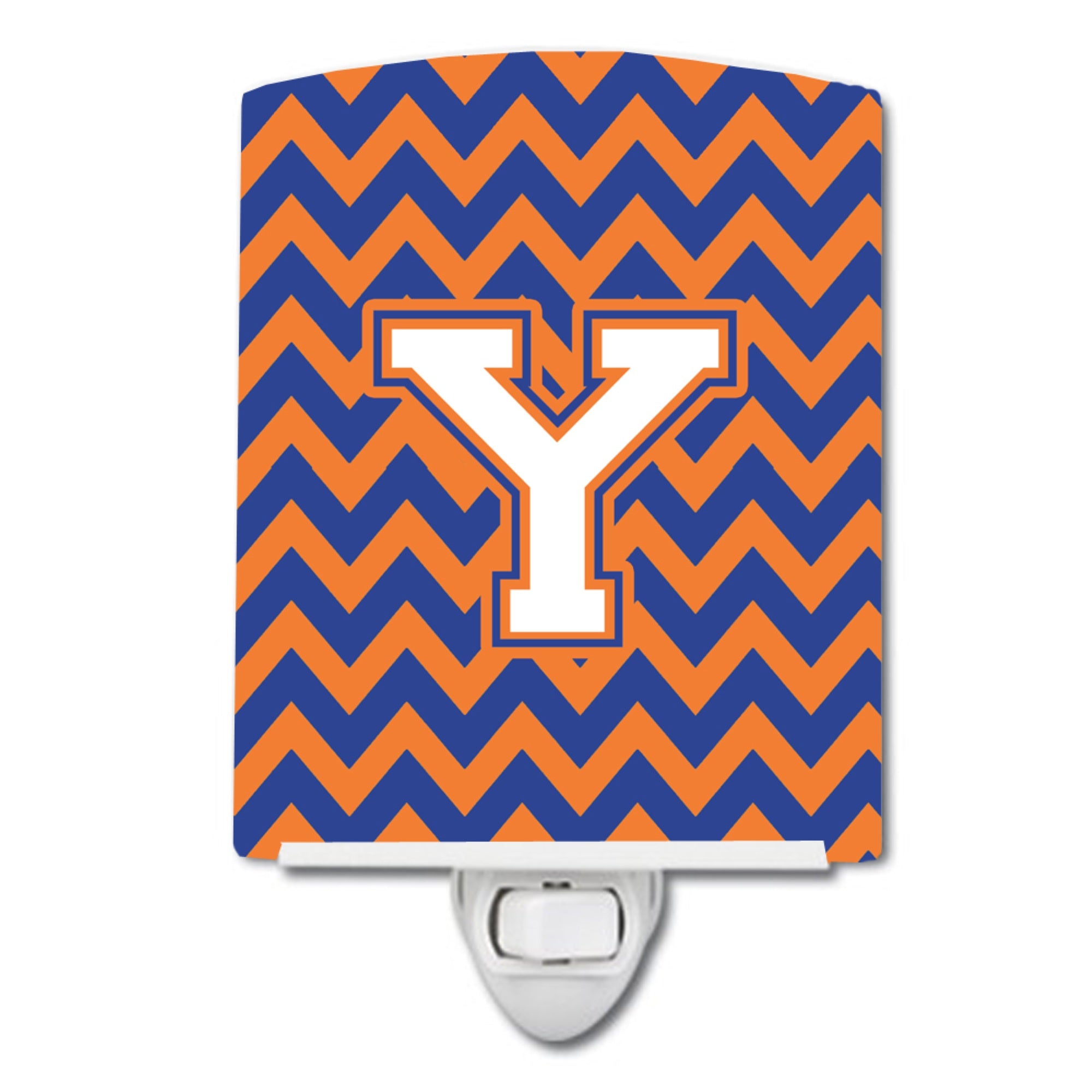  inchCarolines Treasures Letter Y Chevron Blue and Orange #3 Ceramic Night Light, 6x4, Multicolor inch