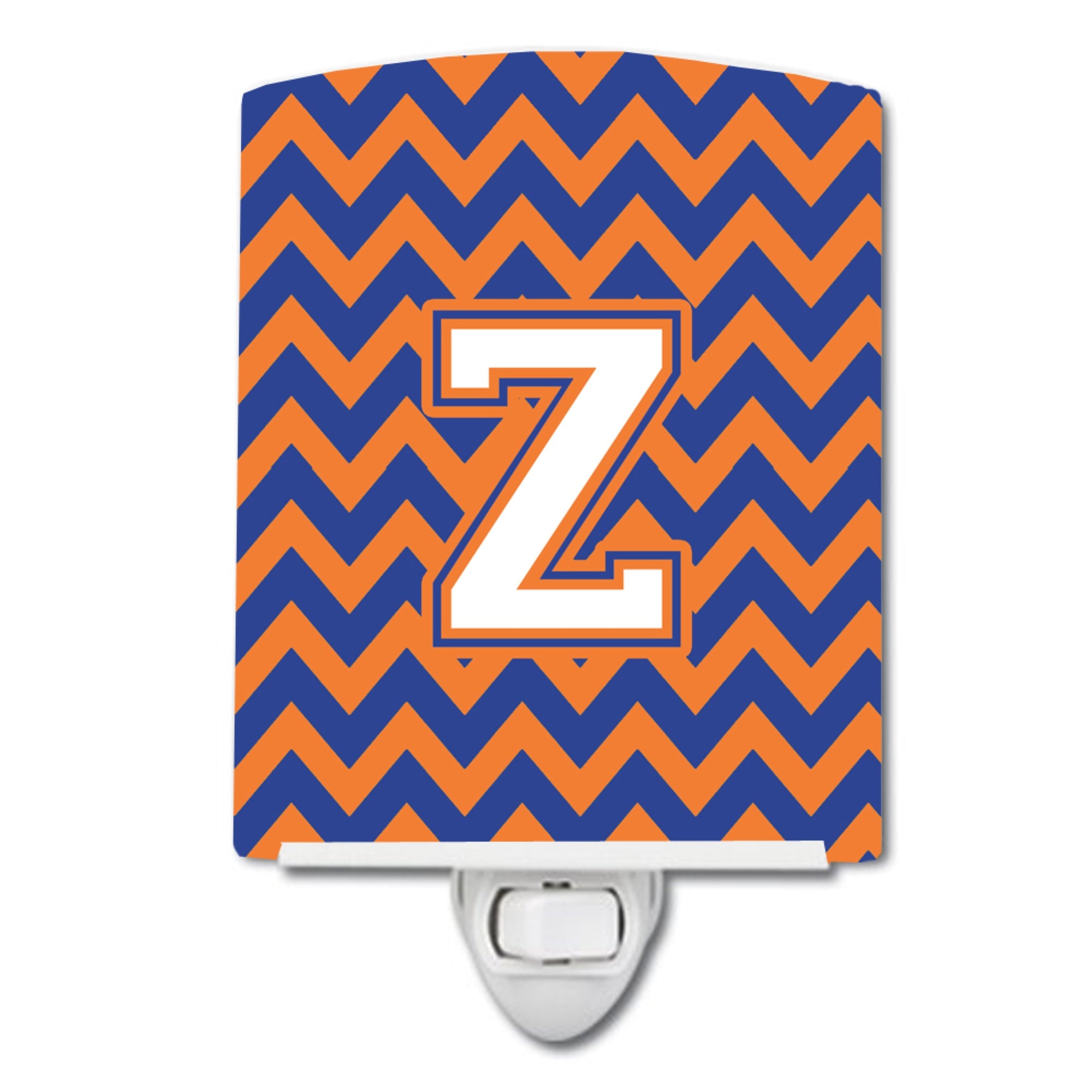  inchCarolines Treasures Letter Z Chevron Blue and Orange #3 Ceramic Night Light, 6x4, Multicolor inch
