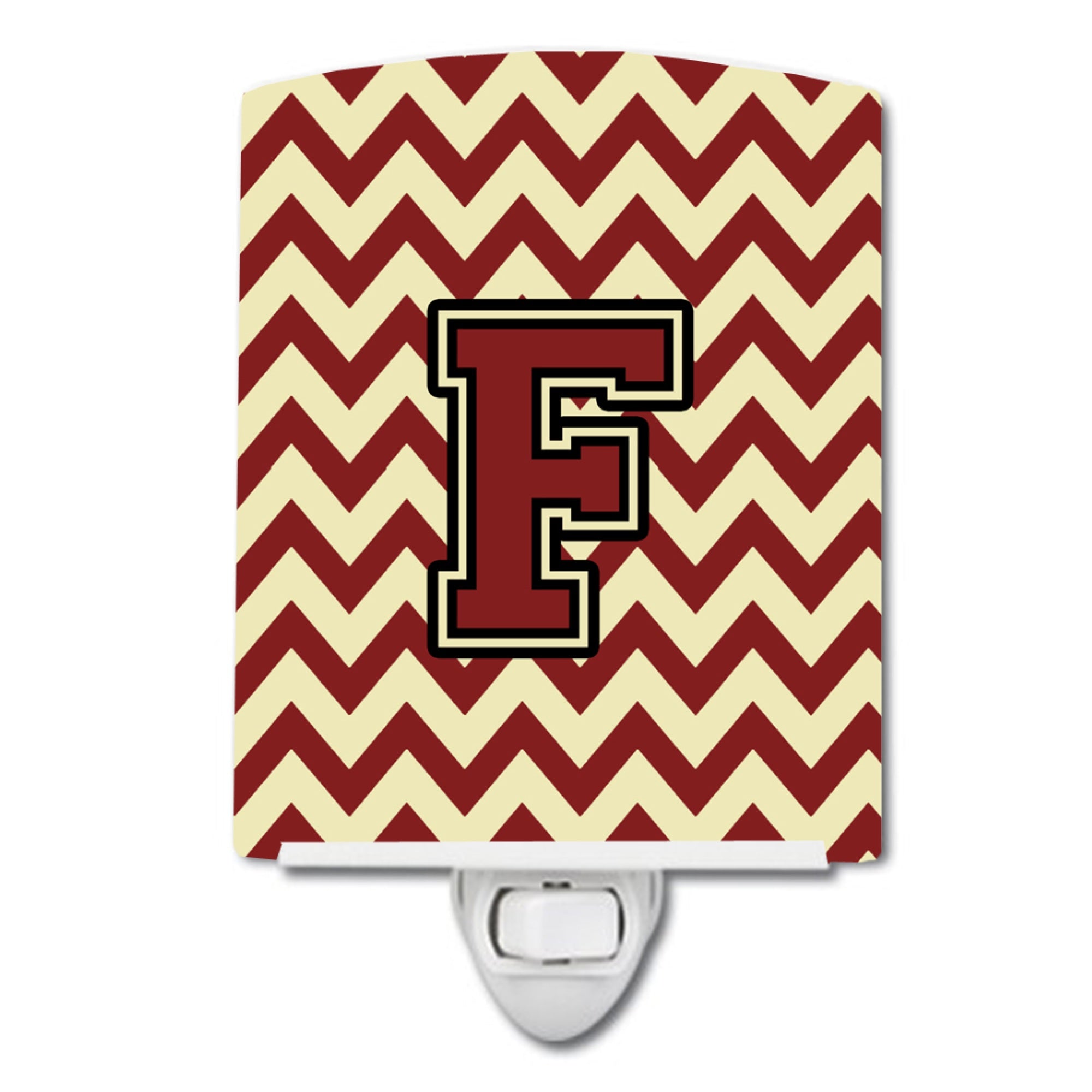  inchCarolines Treasures Letter F Chevron Maroon and Gold Night Light, 6x4, Multicolor inch