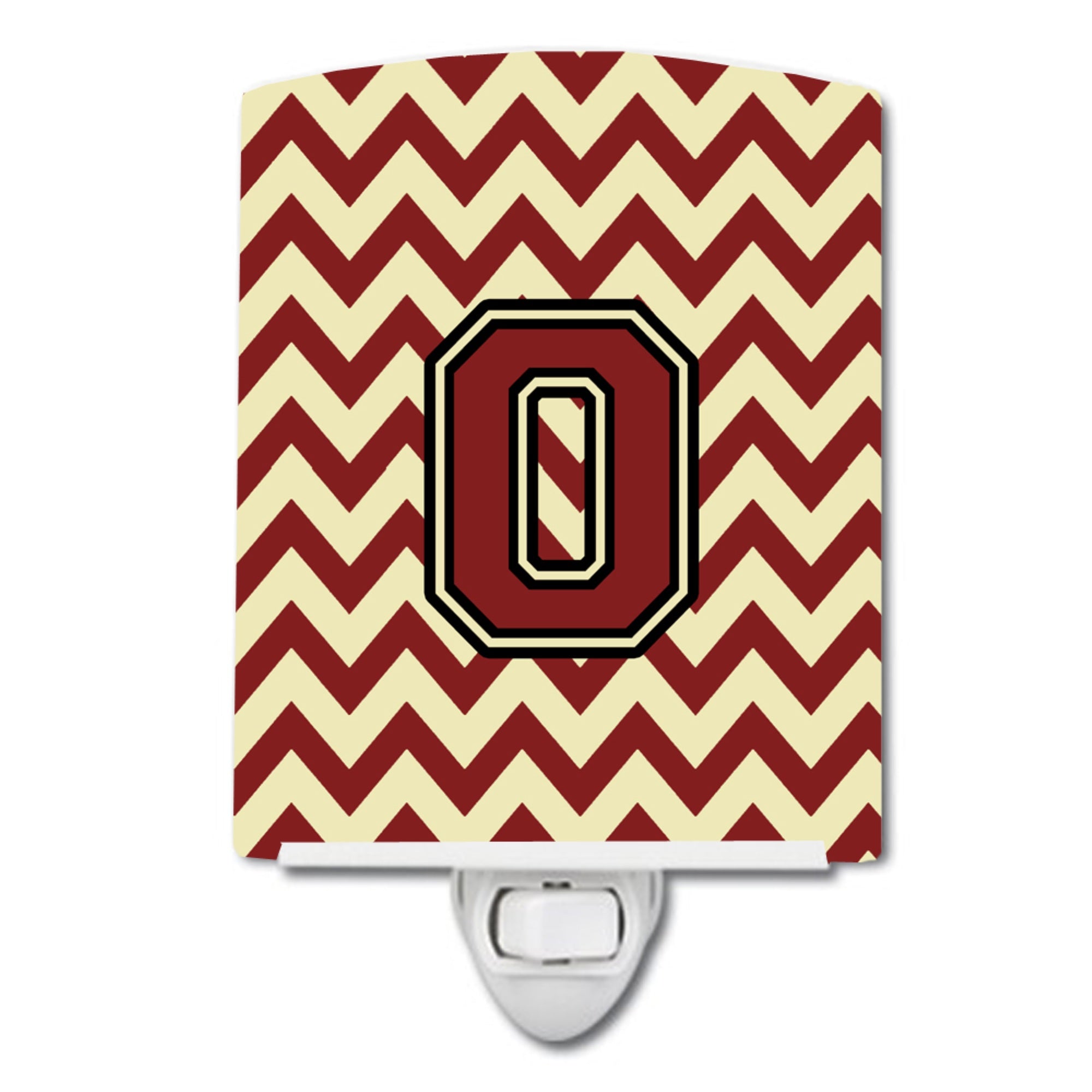  inchCarolines Treasures Letter O Chevron Maroon and Gold Ceramic Night Light, 6x4, Multicolor inch