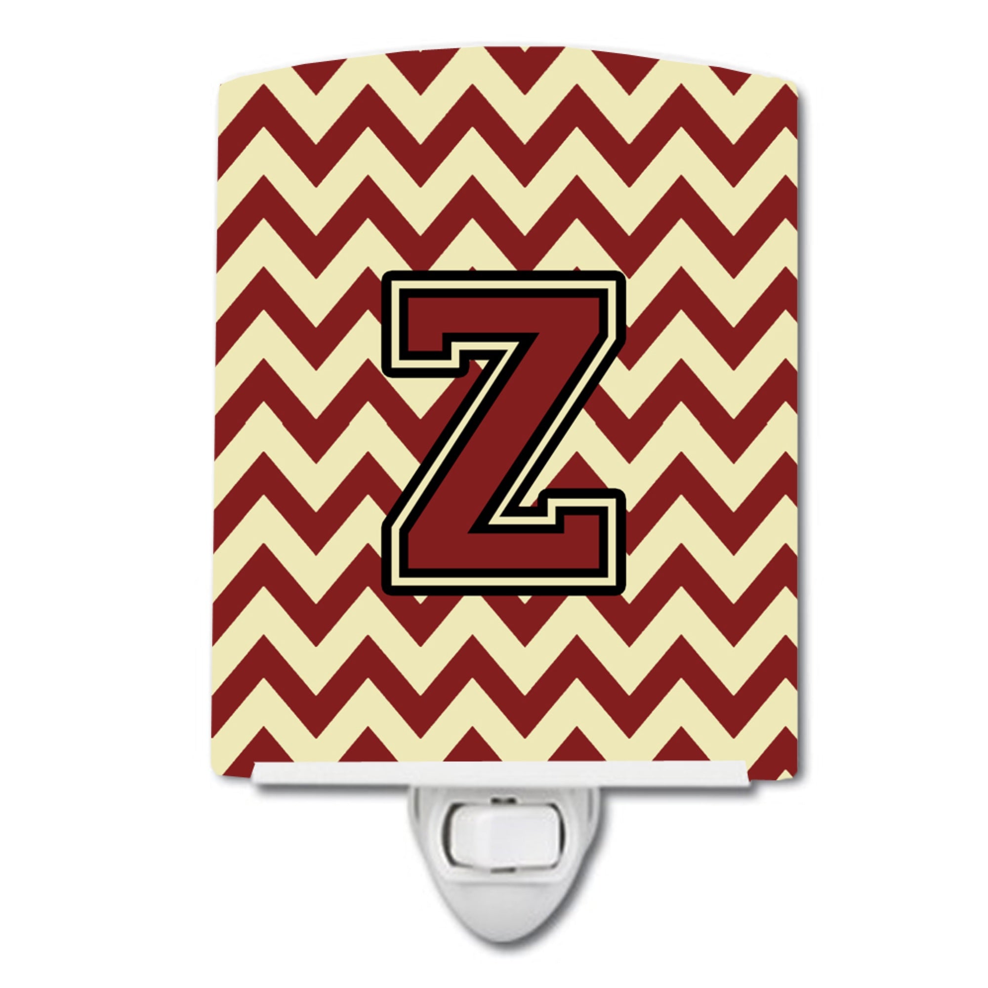  inchCarolines Treasures Letter Z Chevron Maroon and Gold Ceramic Night Light, 6x4, Multicolor inch