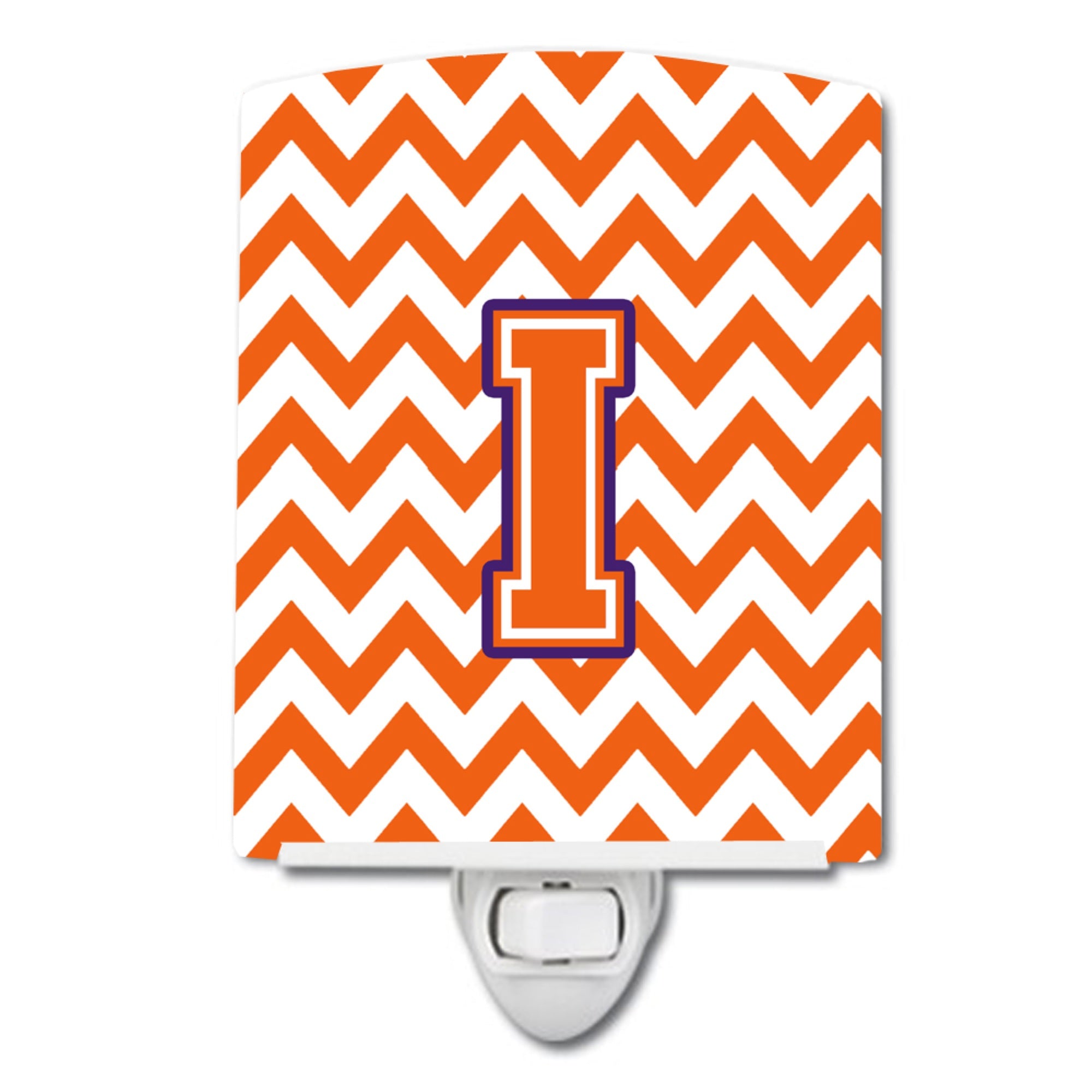  inchCarolines Treasures Letter I Chevron Orange and Regalia Ceramic Night Light, 6x4, Multicolor inch