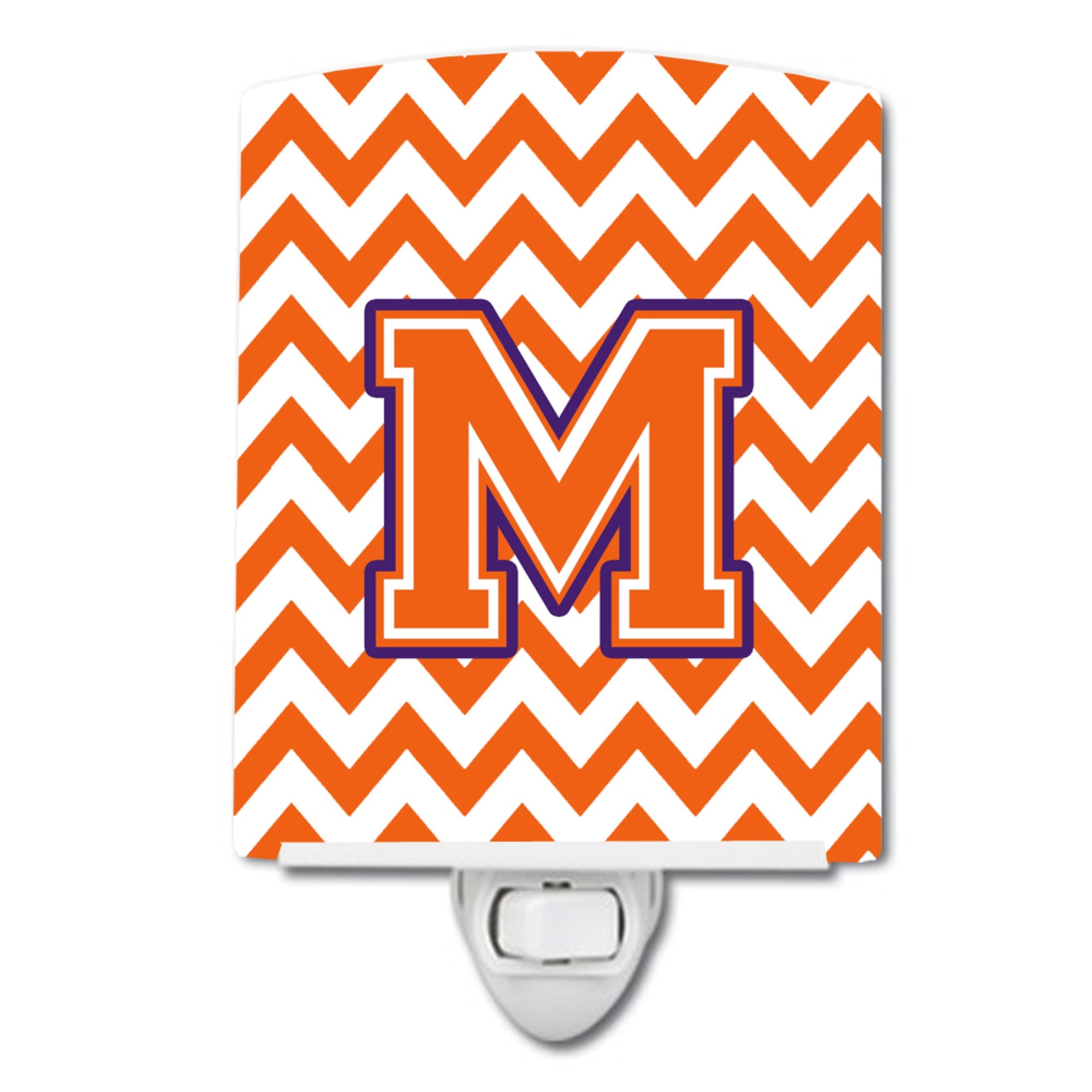 inchCarolines Treasures Letter M Chevron Orange and Regalia Ceramic Night Light, 6x4, Multicolor inch