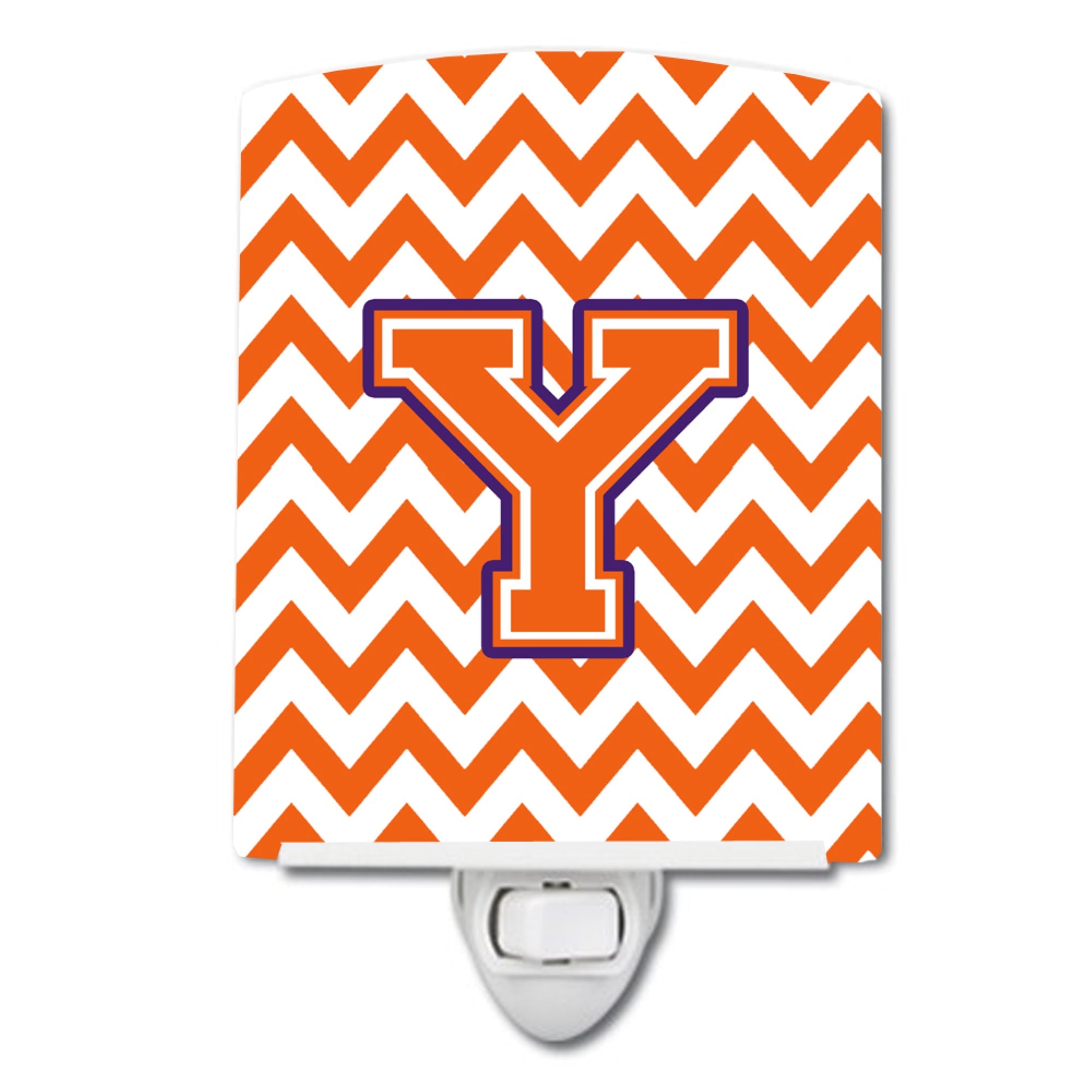  inchCarolines Treasures Letter Y Chevron Orange and Regalia Ceramic Night Light, 6x4, Multicolor inch