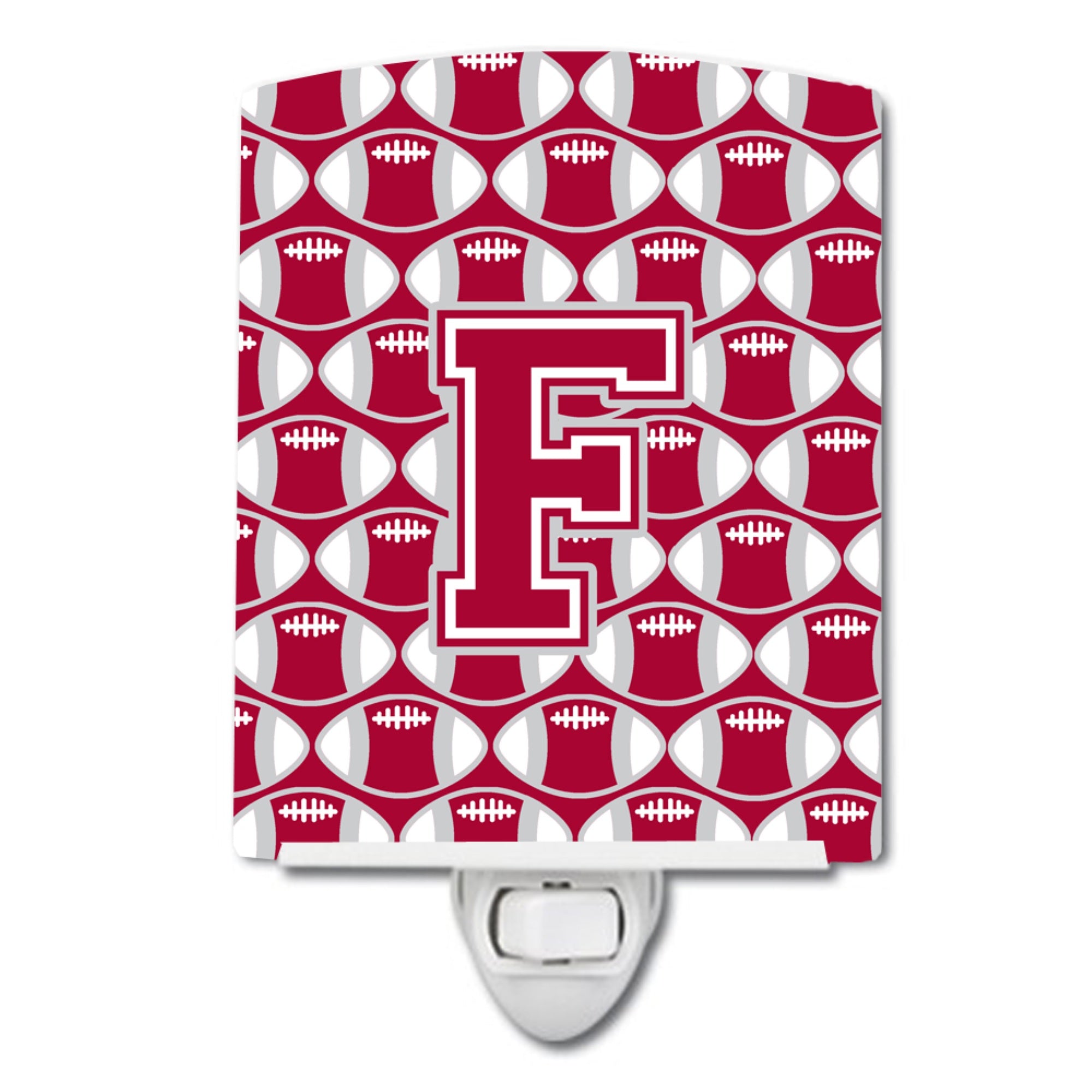  inchCarolines Treasures Letter F Football Crimson grey white Night Light, 6x4, Multicolor inch